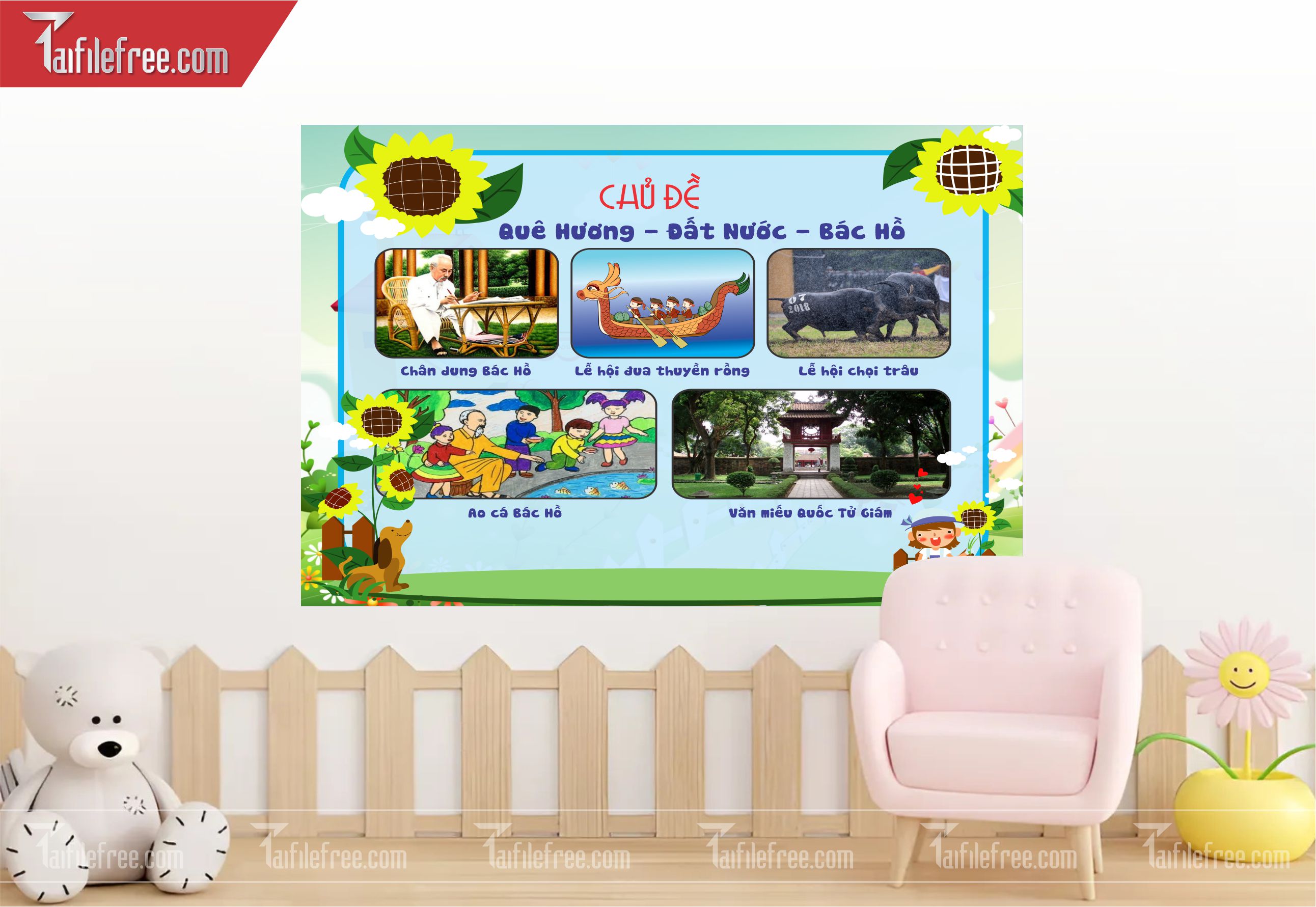 Tranh Mầm Non Chủ đề Quê Hương-Đất Nước-Bác Hồ_MN54