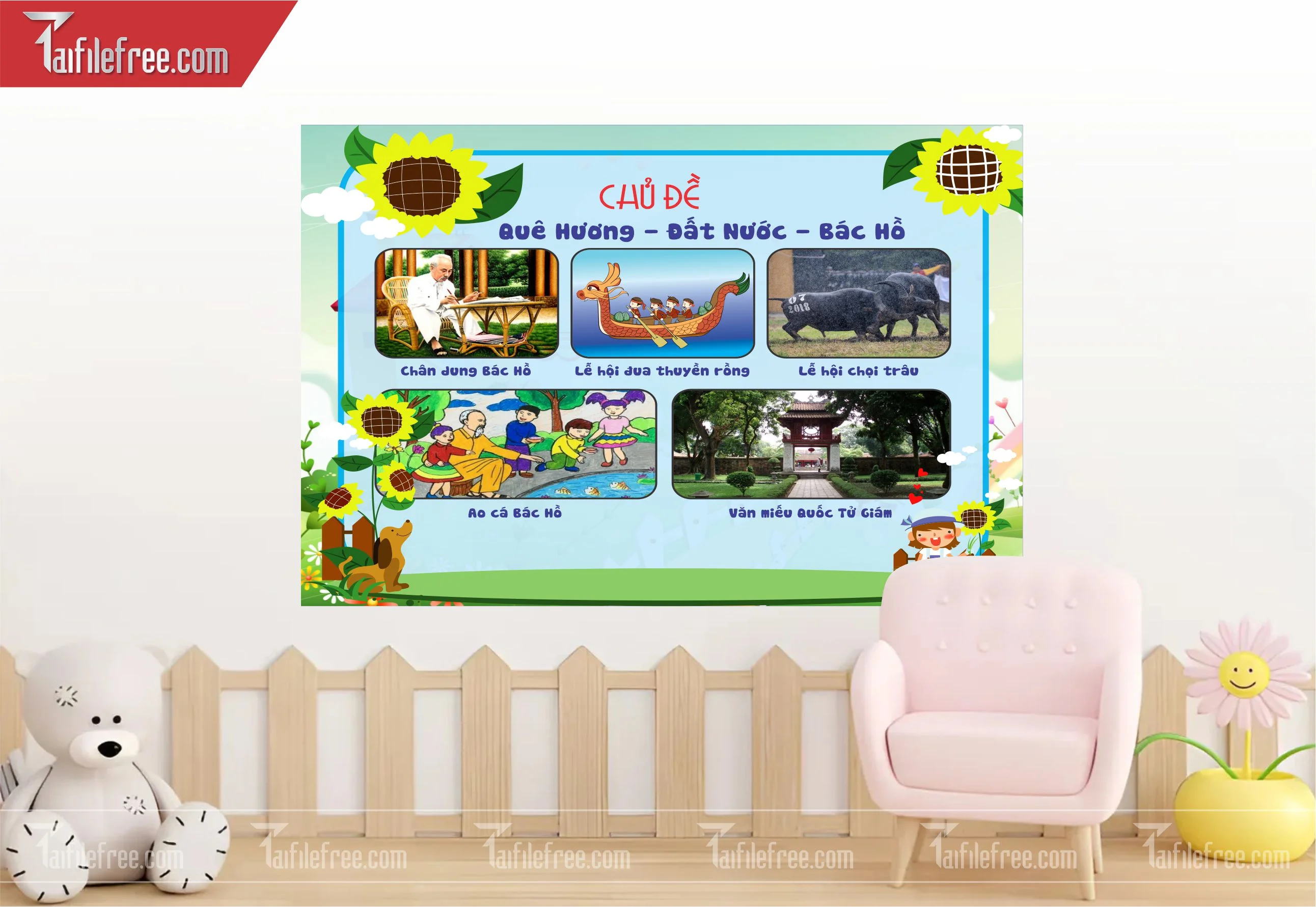 Tranh Mầm Non Chủ đề Quê Hương-Đất Nước-Bác Hồ_MN54