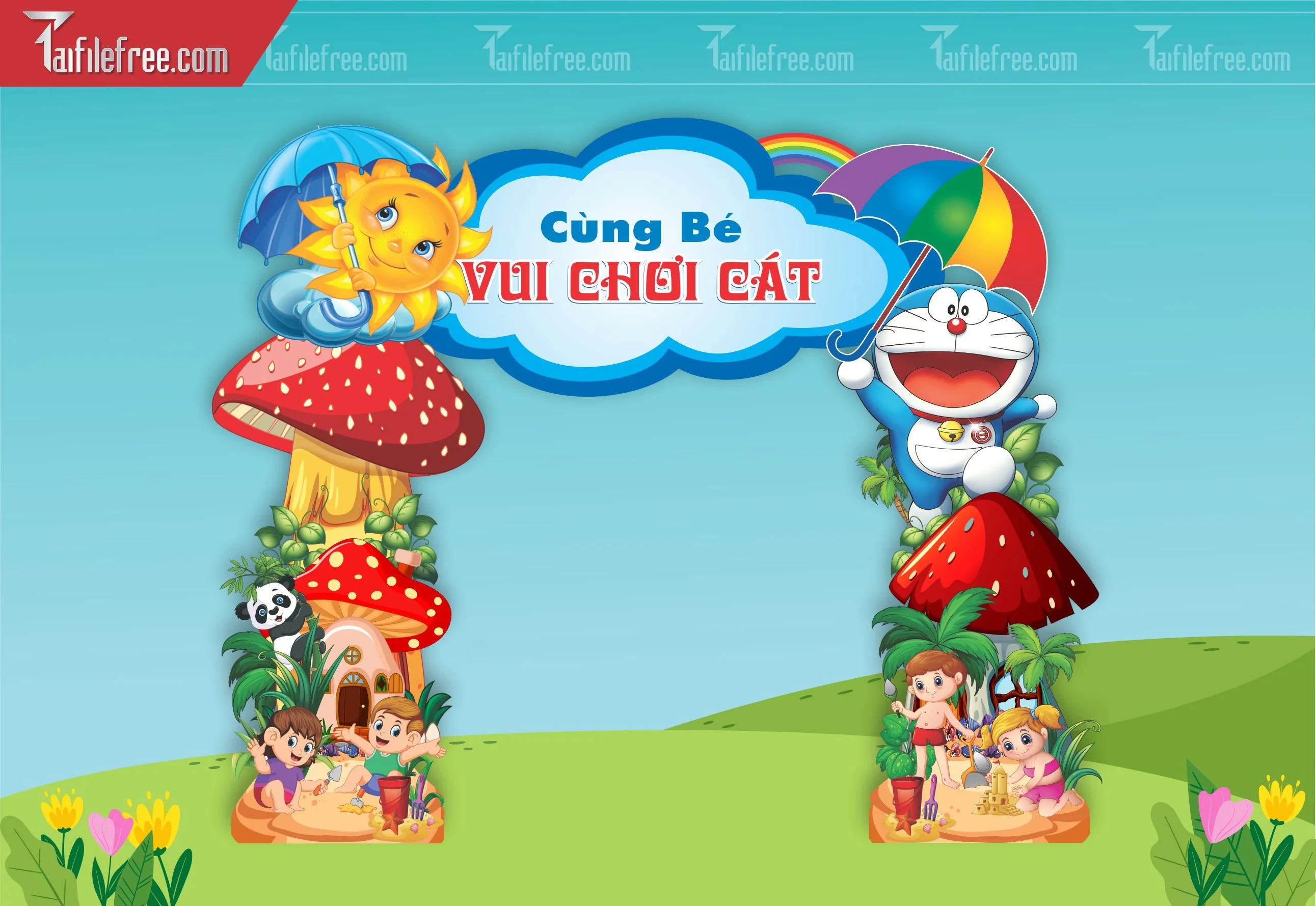 Cổng Cùng Bé Vui Chơi Cát Trang Trí Trường Mầm Non_MN74