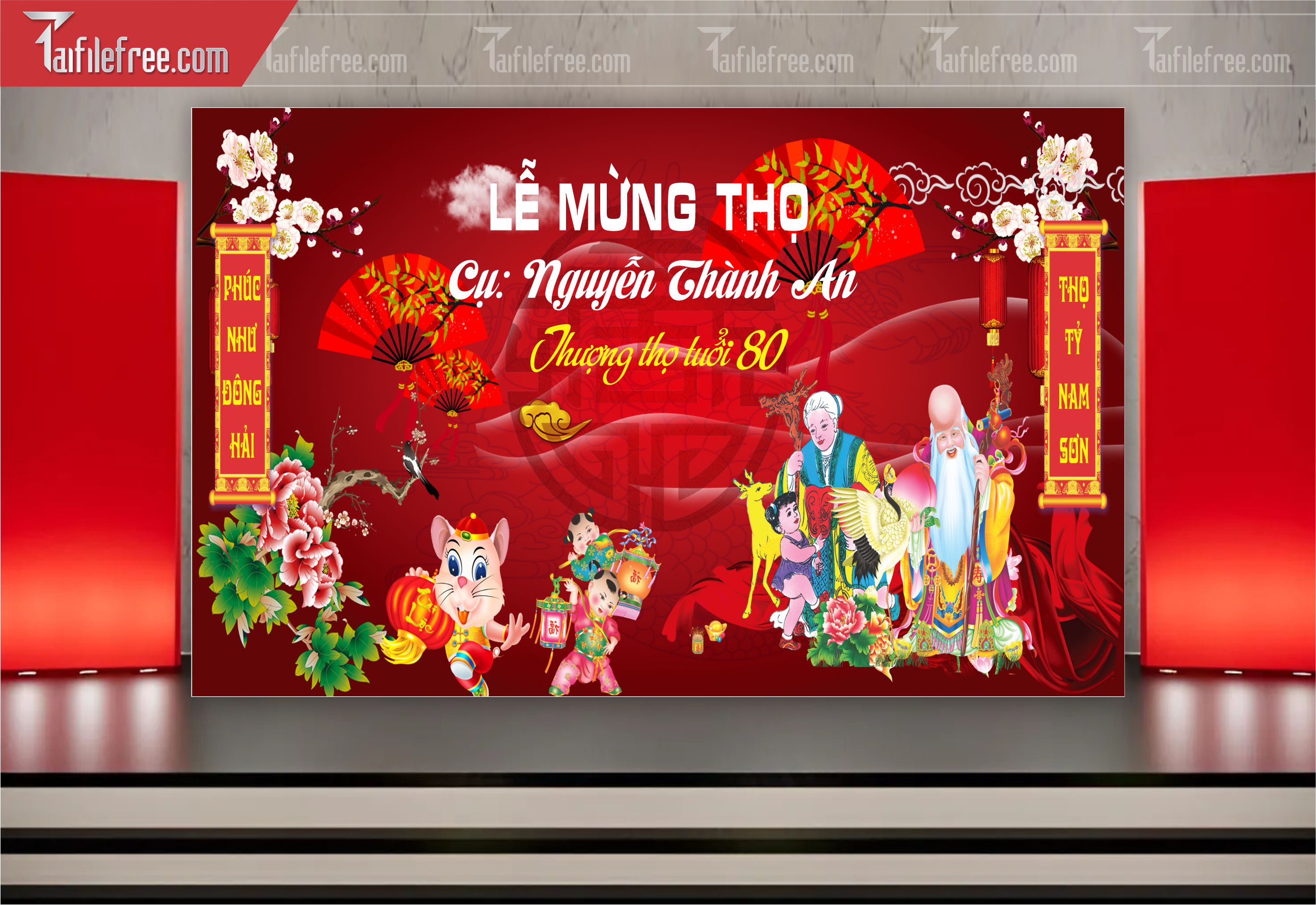 Background Phông Nền Mừng Thọ_MT45