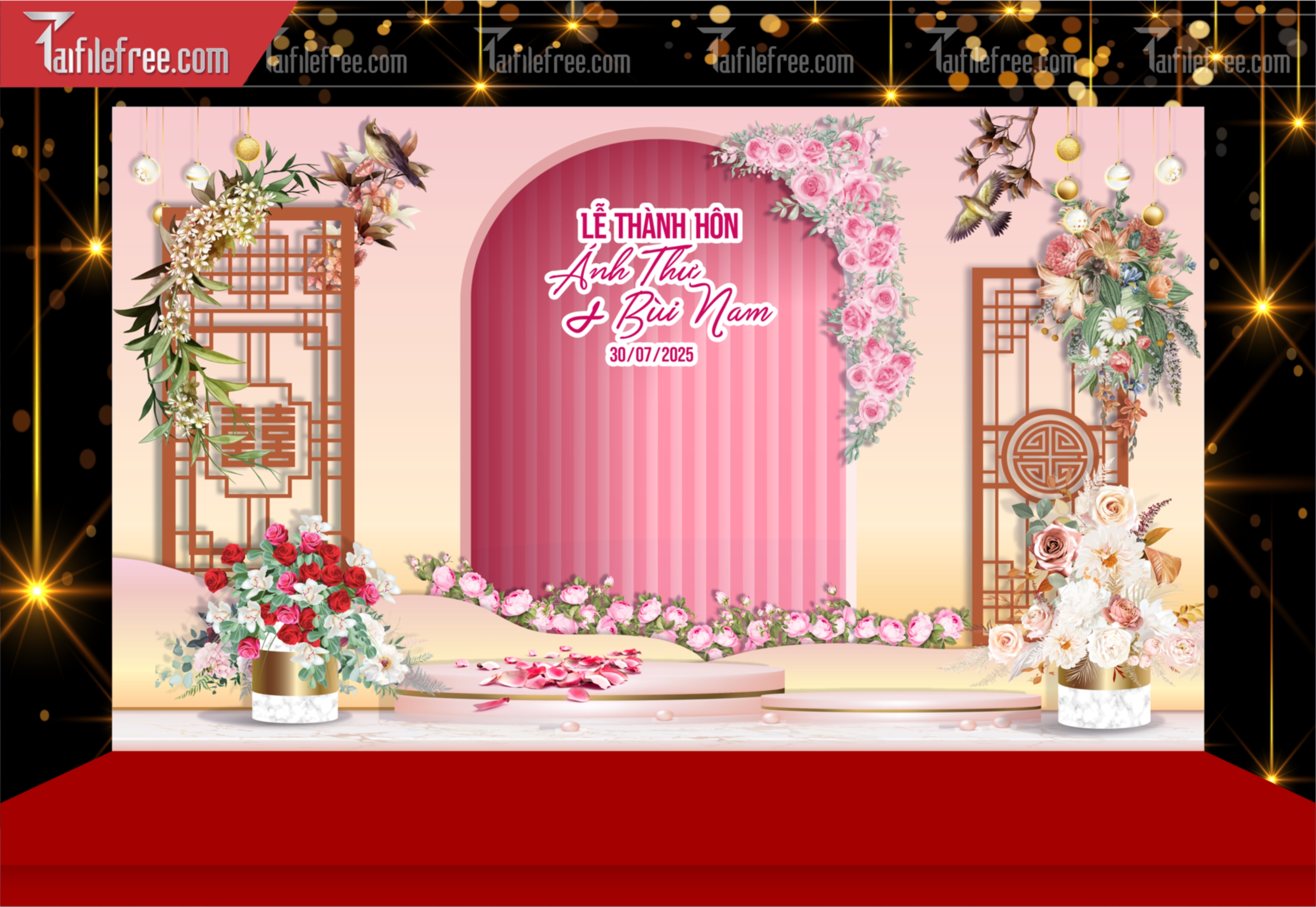 Mẫu Trang Trí Backdrop Đám Cưới Đẹp PDC128