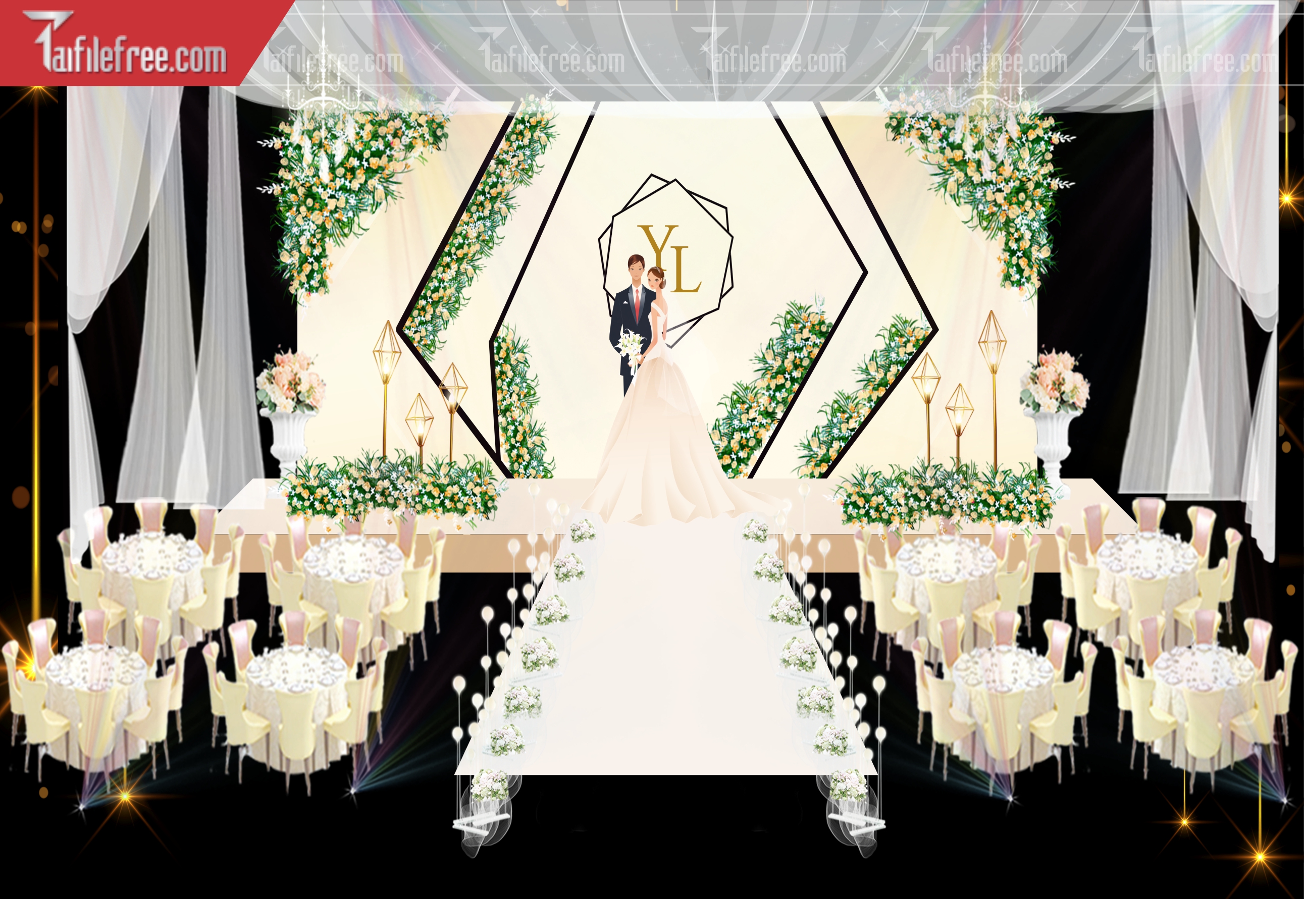 Mẫu Trang Trí Backdrop Đám Cưới Đẹp PDC90