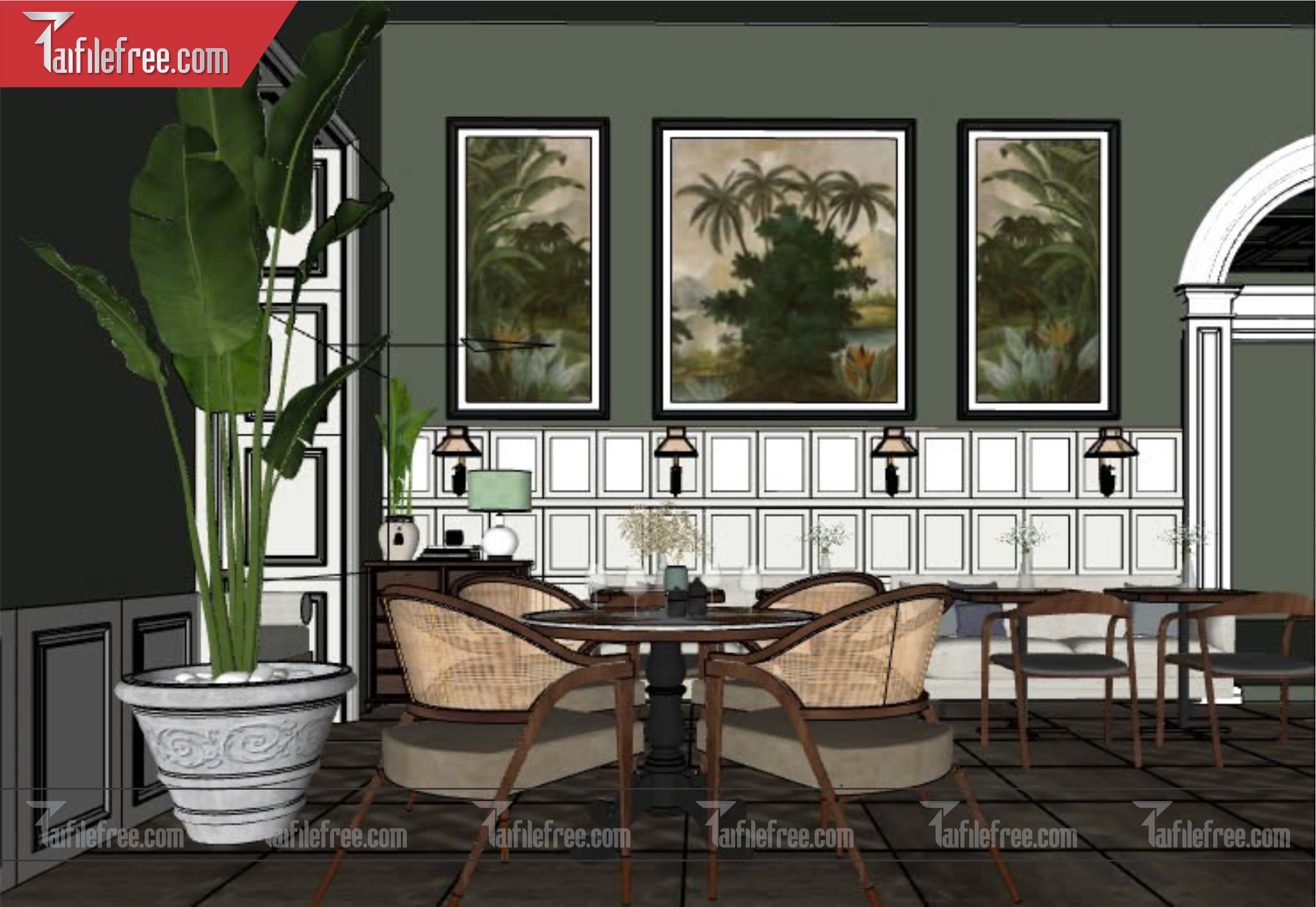File 3D Sketchup Nội Thất Bàn Ghế_SK292
