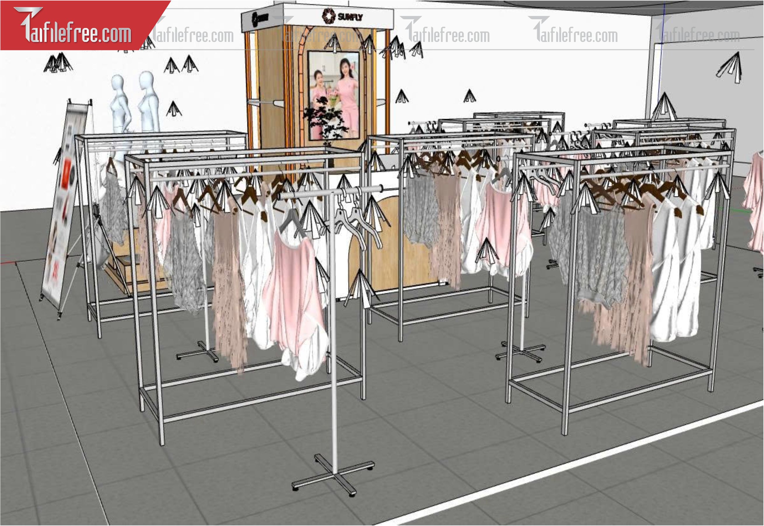 File 3D Sketchup Cửa Hàng Quần Aó_SK709