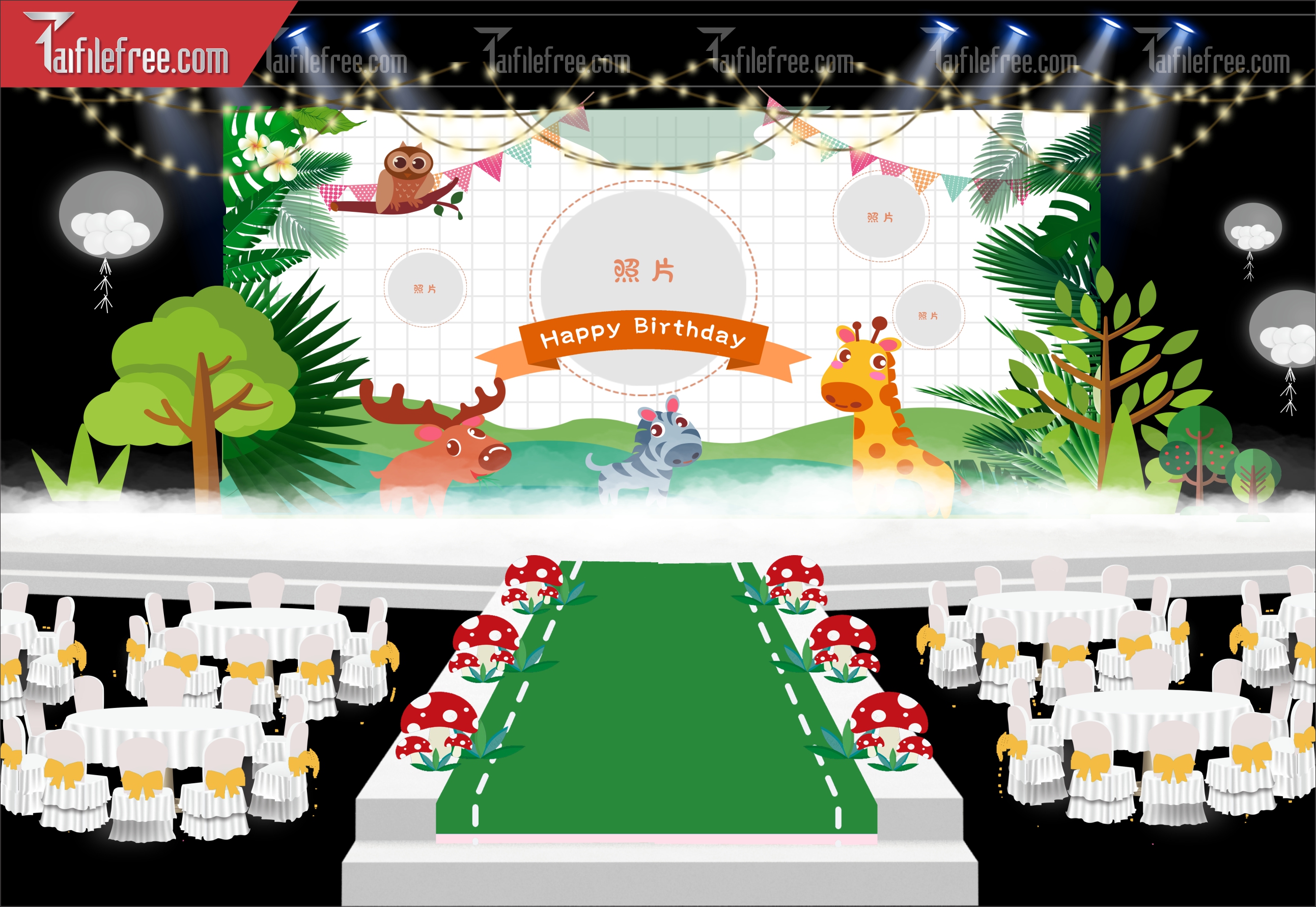 Mẫu Backdrop, Background Sân Khấu Sinh Nhật Đẹp - Sang Trọng SNA47