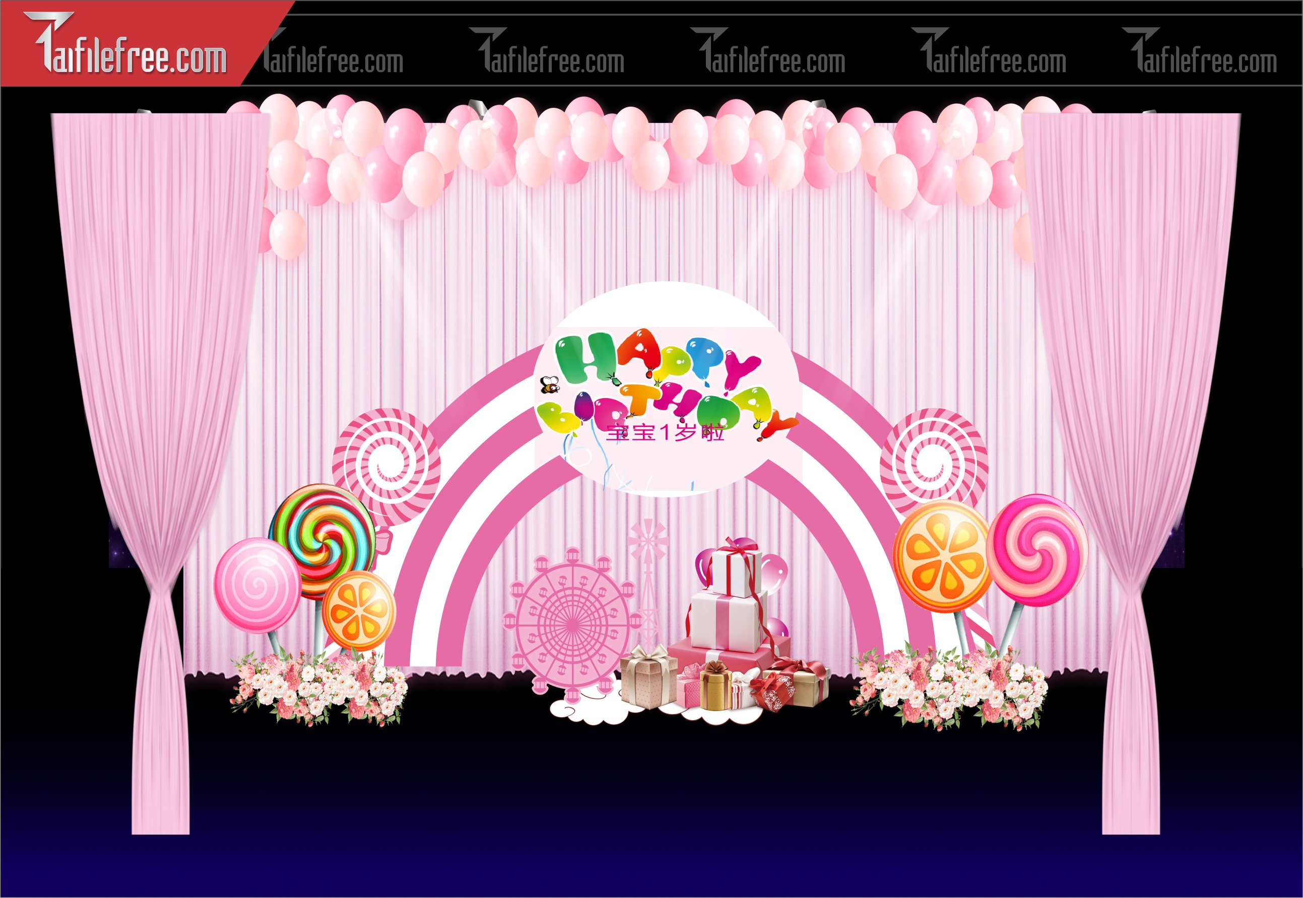 Mẫu Backdrop, Background Sân Khấu Sinh Nhật Đẹp - Sang Trọng SNA52