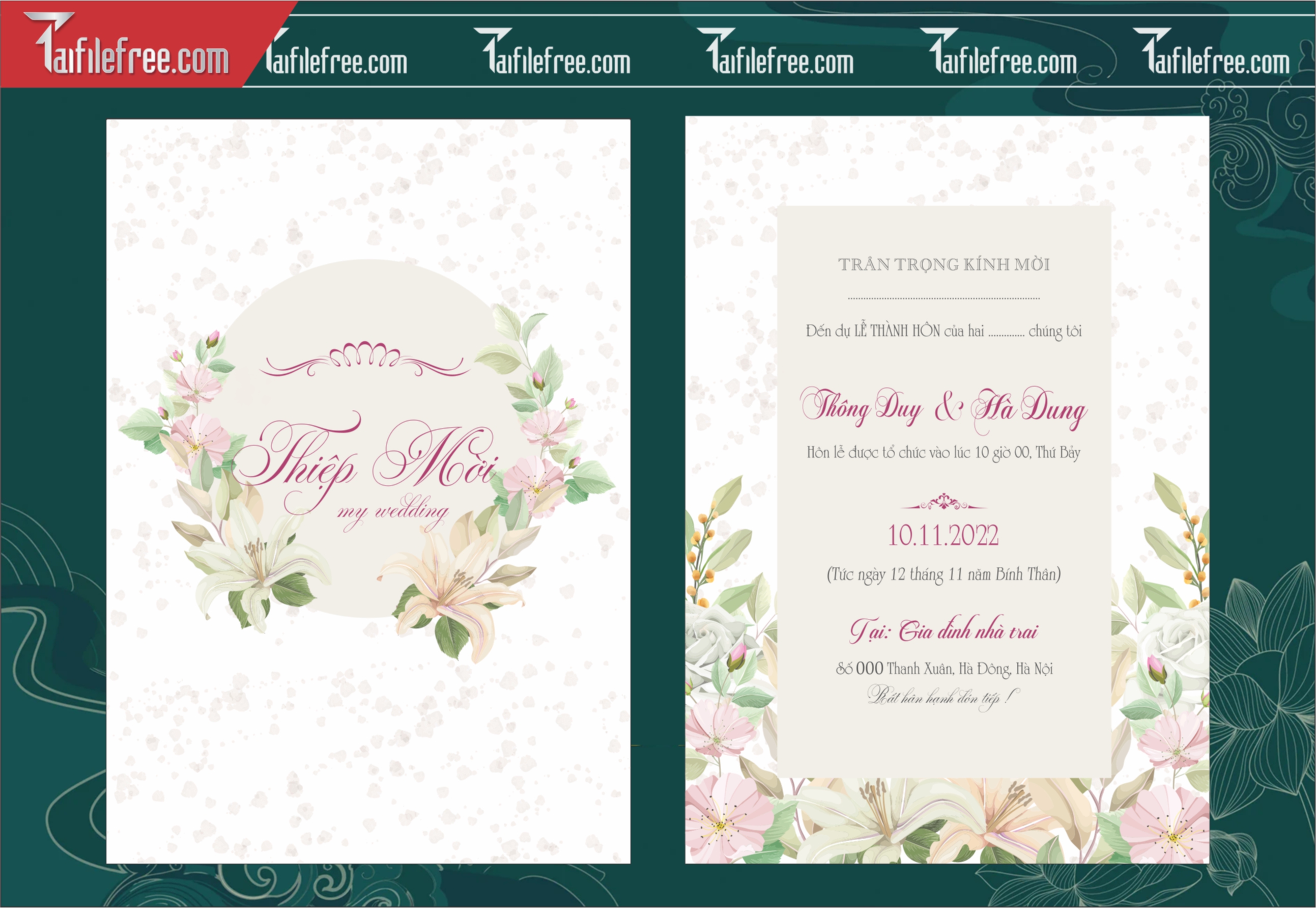 Mẫu Thiệp Cưới Đẹp File Vector_TC121