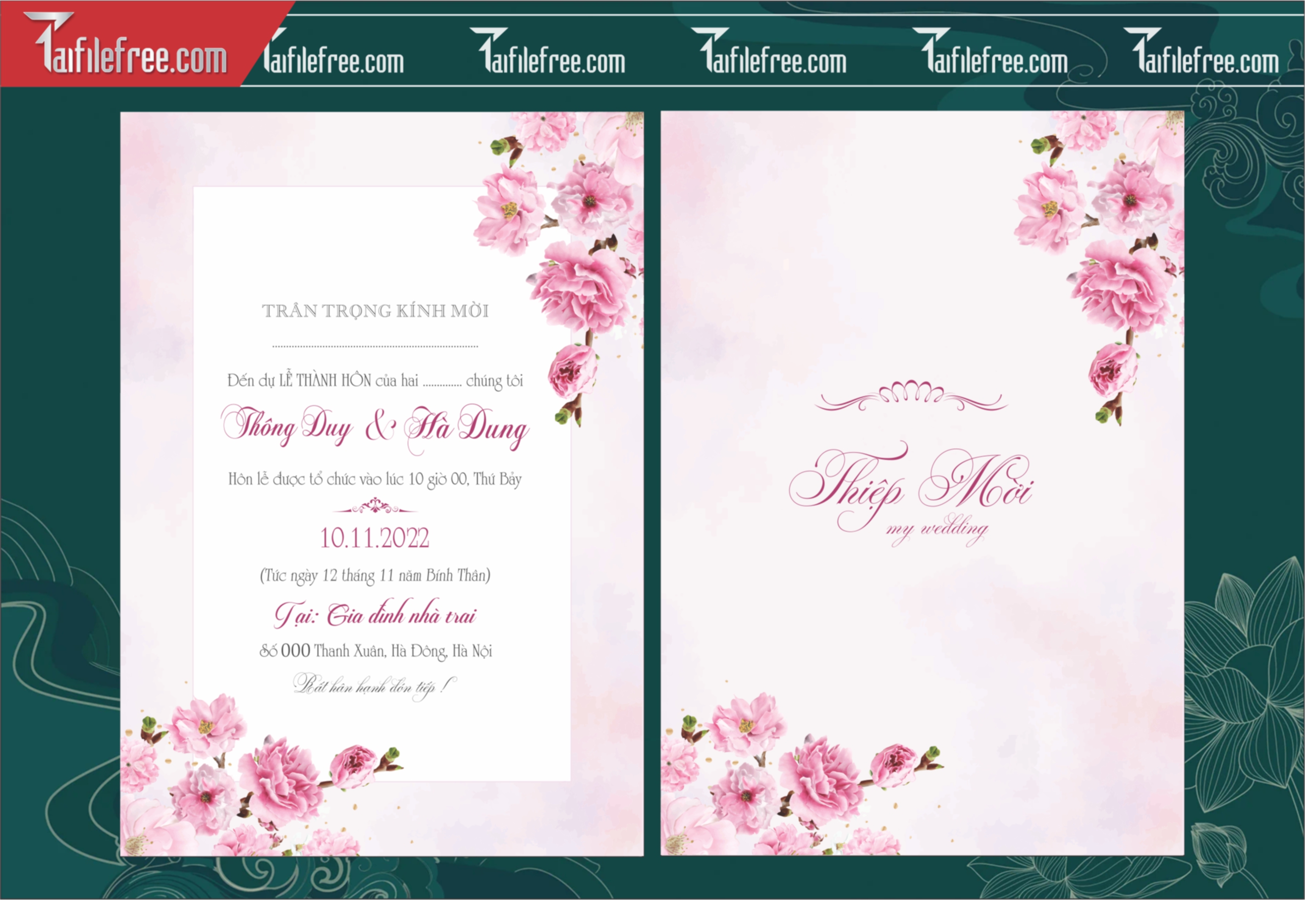Mẫu Thiệp Cưới Đẹp File Vector_TC122