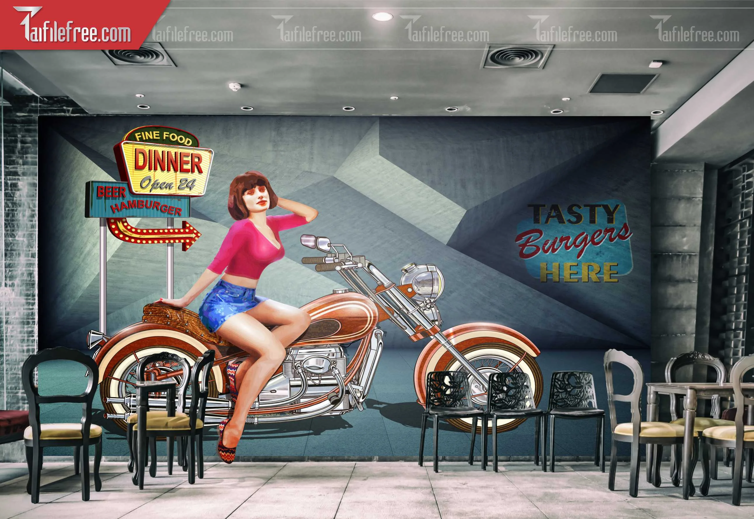 File Tranh Tường Trang Trí Quán Cà Phê, Trà SữaTC37