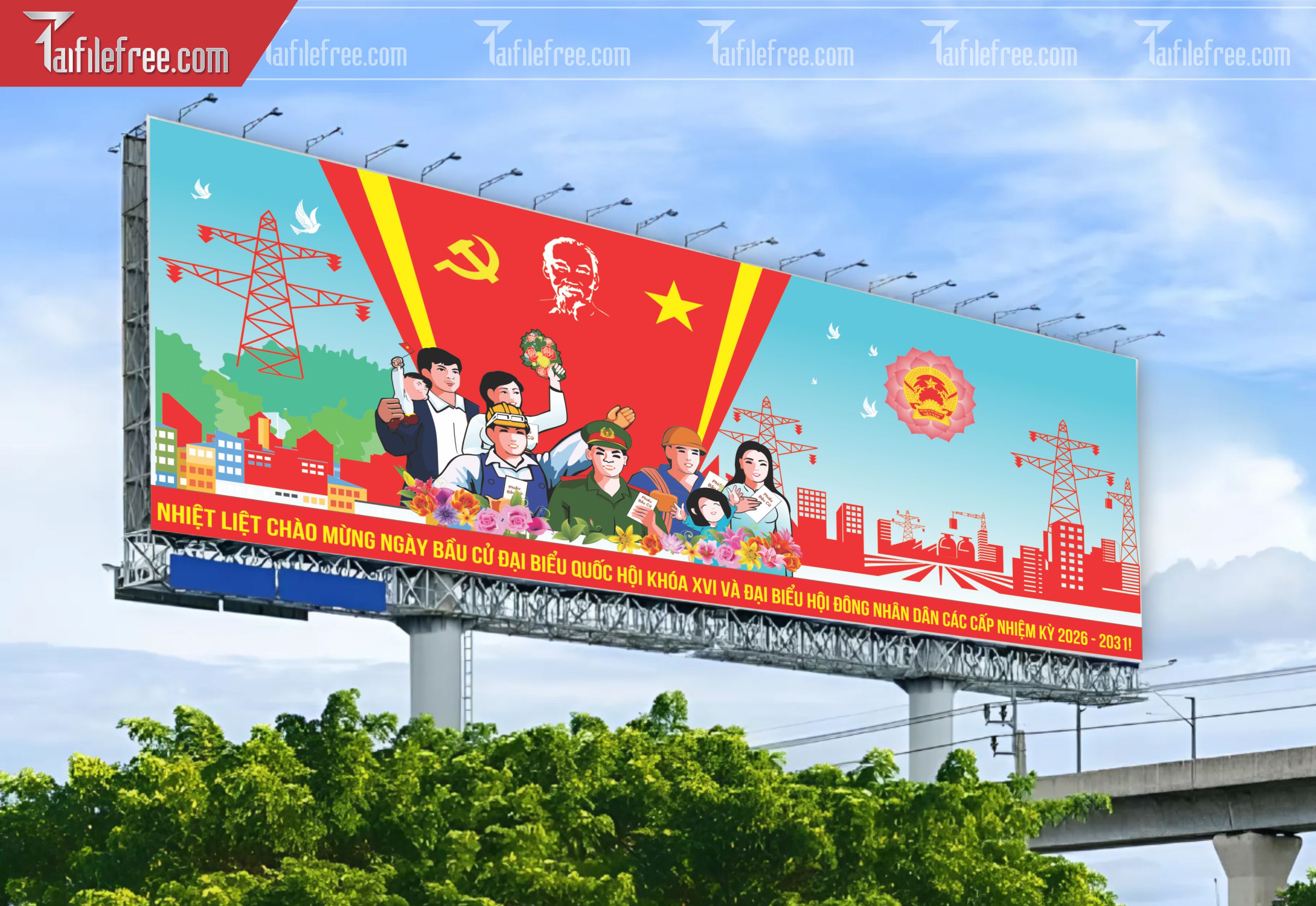 Mẫu Poster/Banner Đại Hội Đảng Bộ_TD101