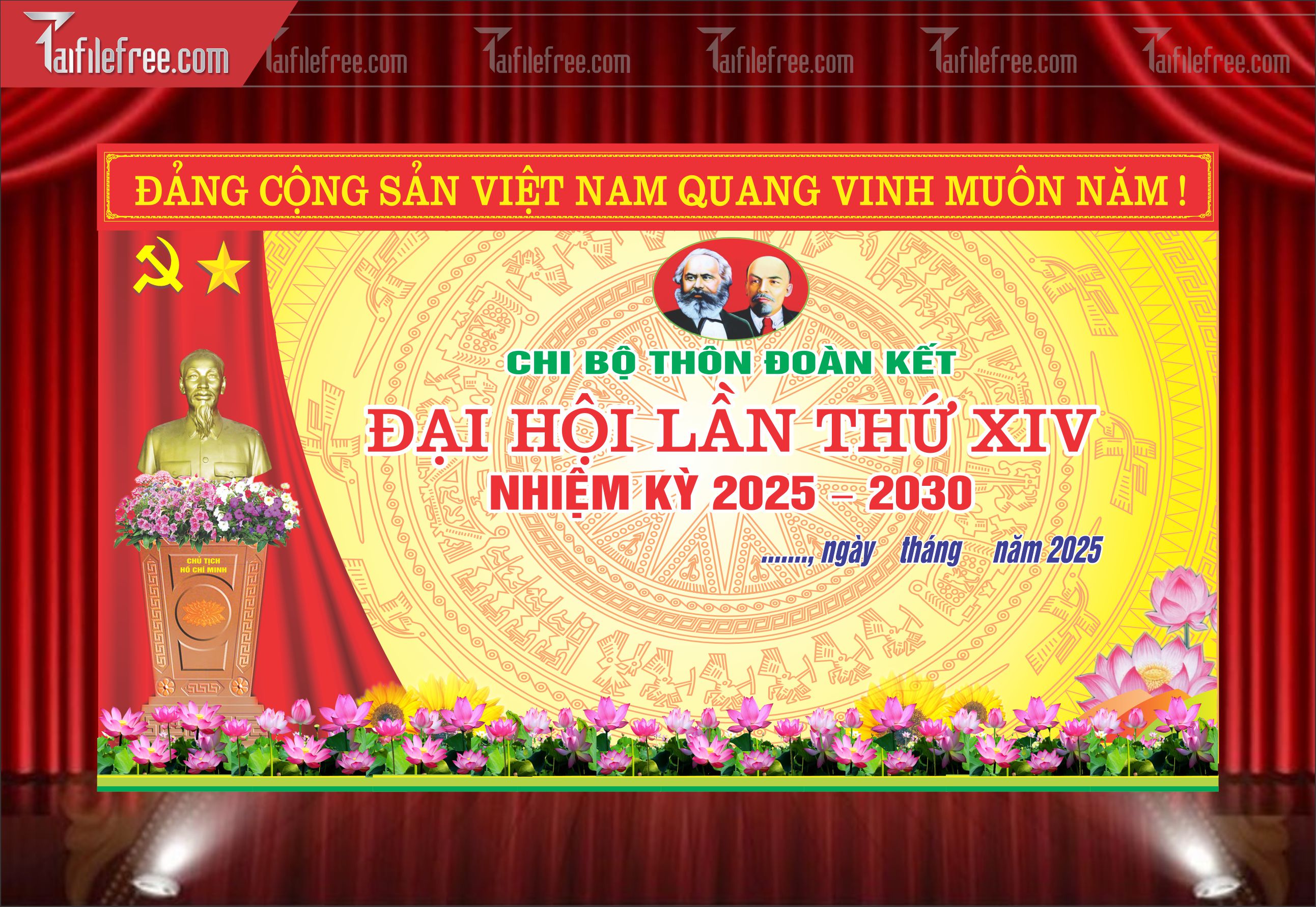 Mẫu Poster/Banner Đại Hội Đảng Bộ_TD107
