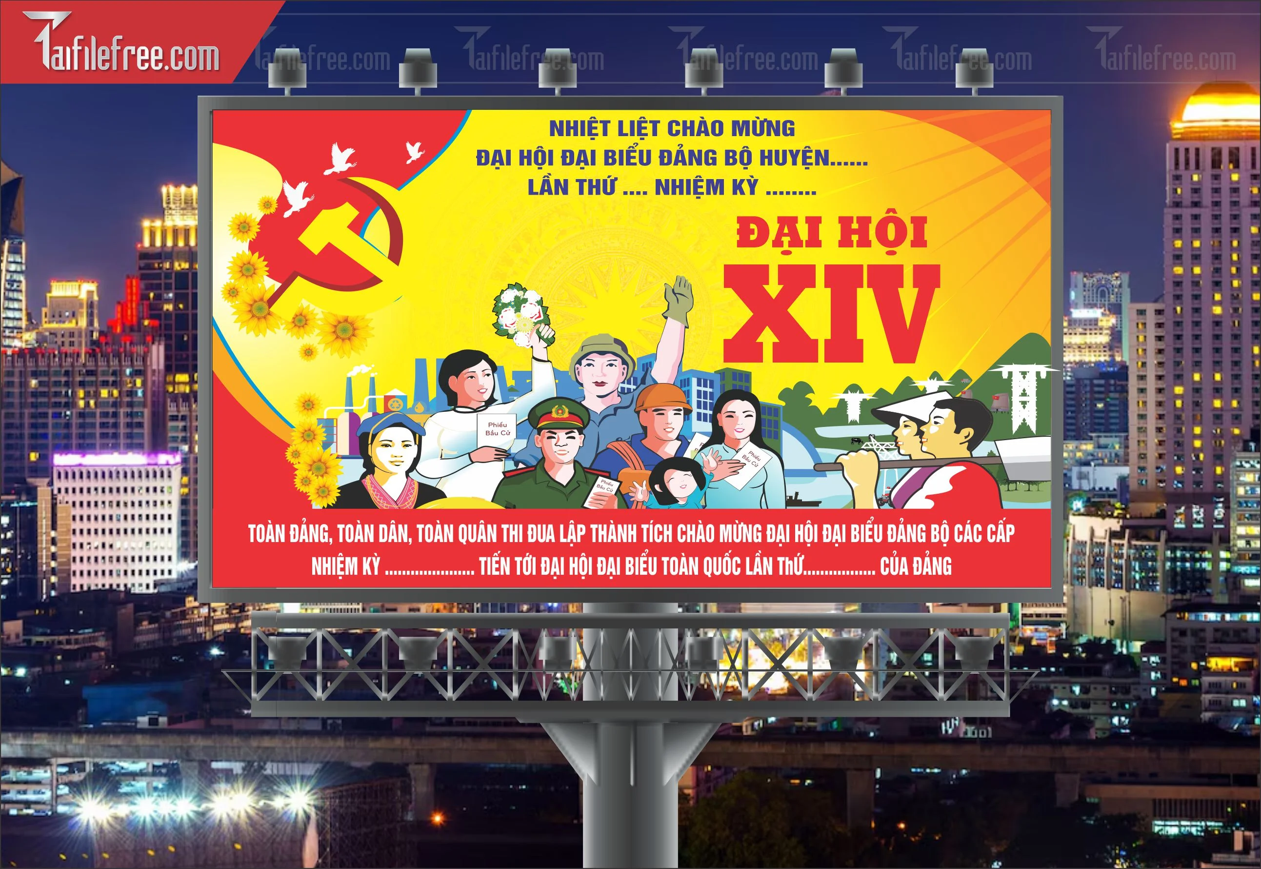 Mẫu Poster/Banner Đại Hội Đảng Bộ_TD128