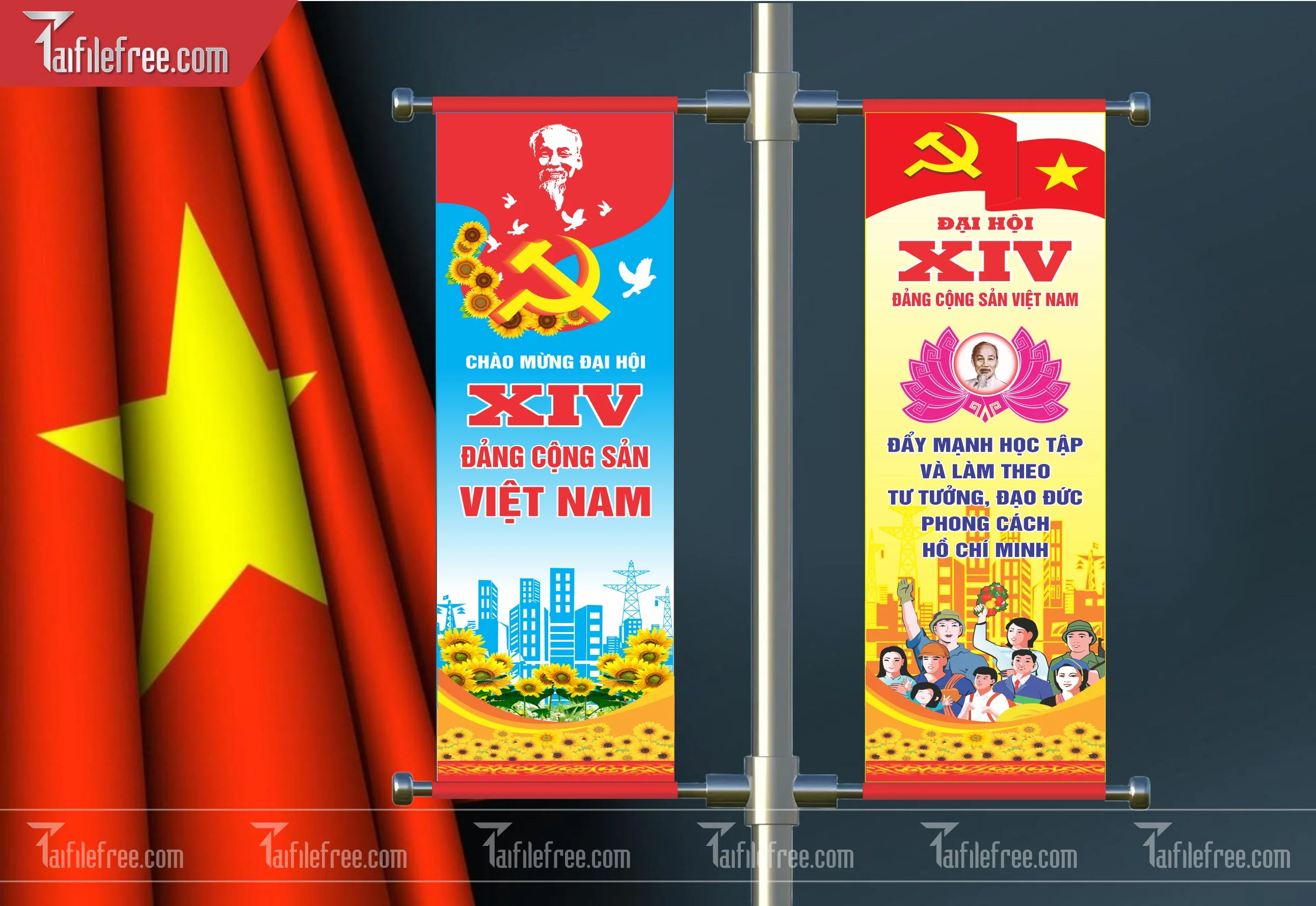 Phướn Dọc Chào Mừng Đại Hội Đảng Bộ_TD129