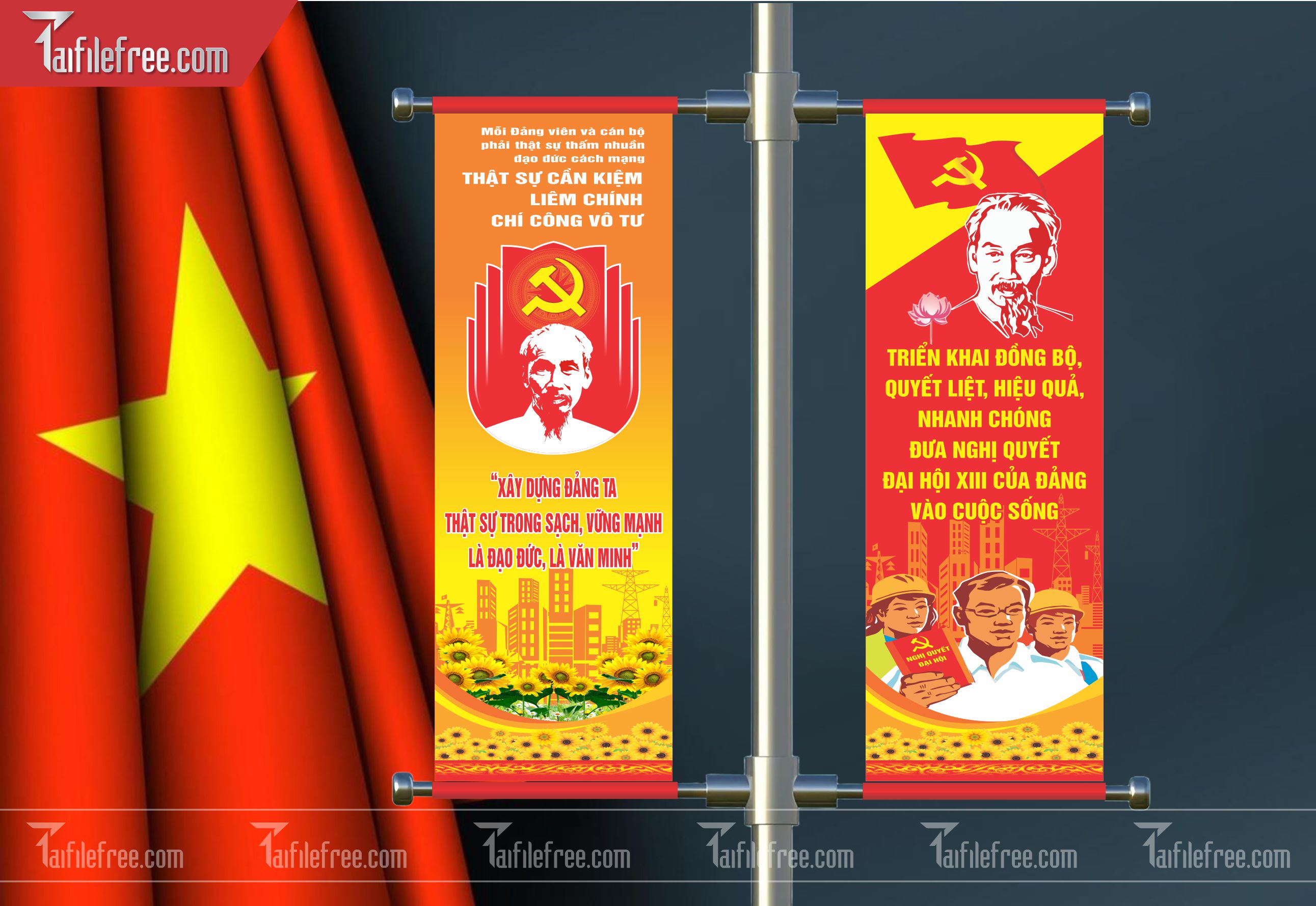 Phướn Dọc Chào Mừng Đại Hội Đảng Bộ_TD132