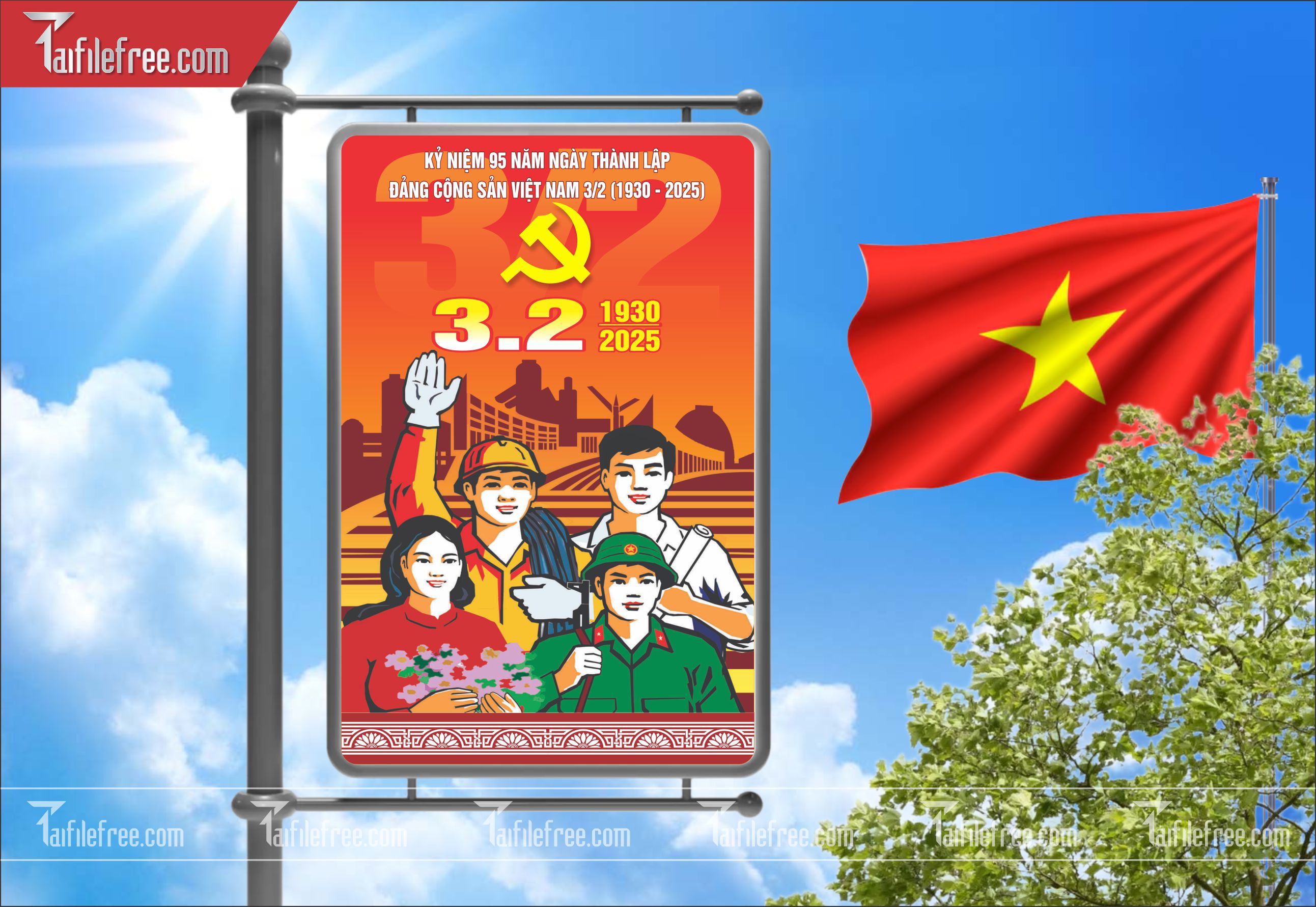 Mẫu Poster/Banner Chào Mừng Ngày Thành Lập Đảng_TD133