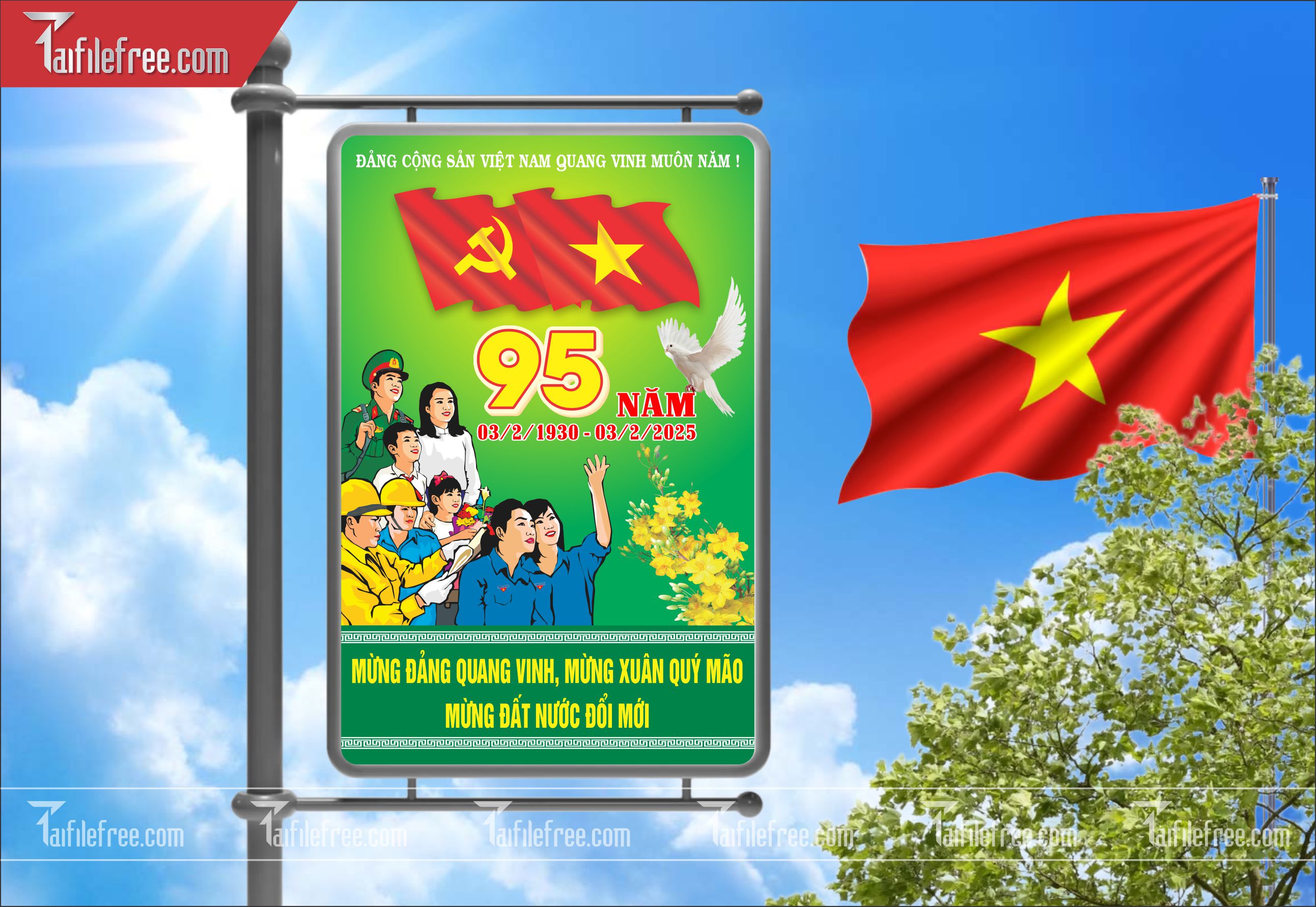 Mẫu Poster/Banner Chào Mừng Ngày Thành Lập Đảng_TD136