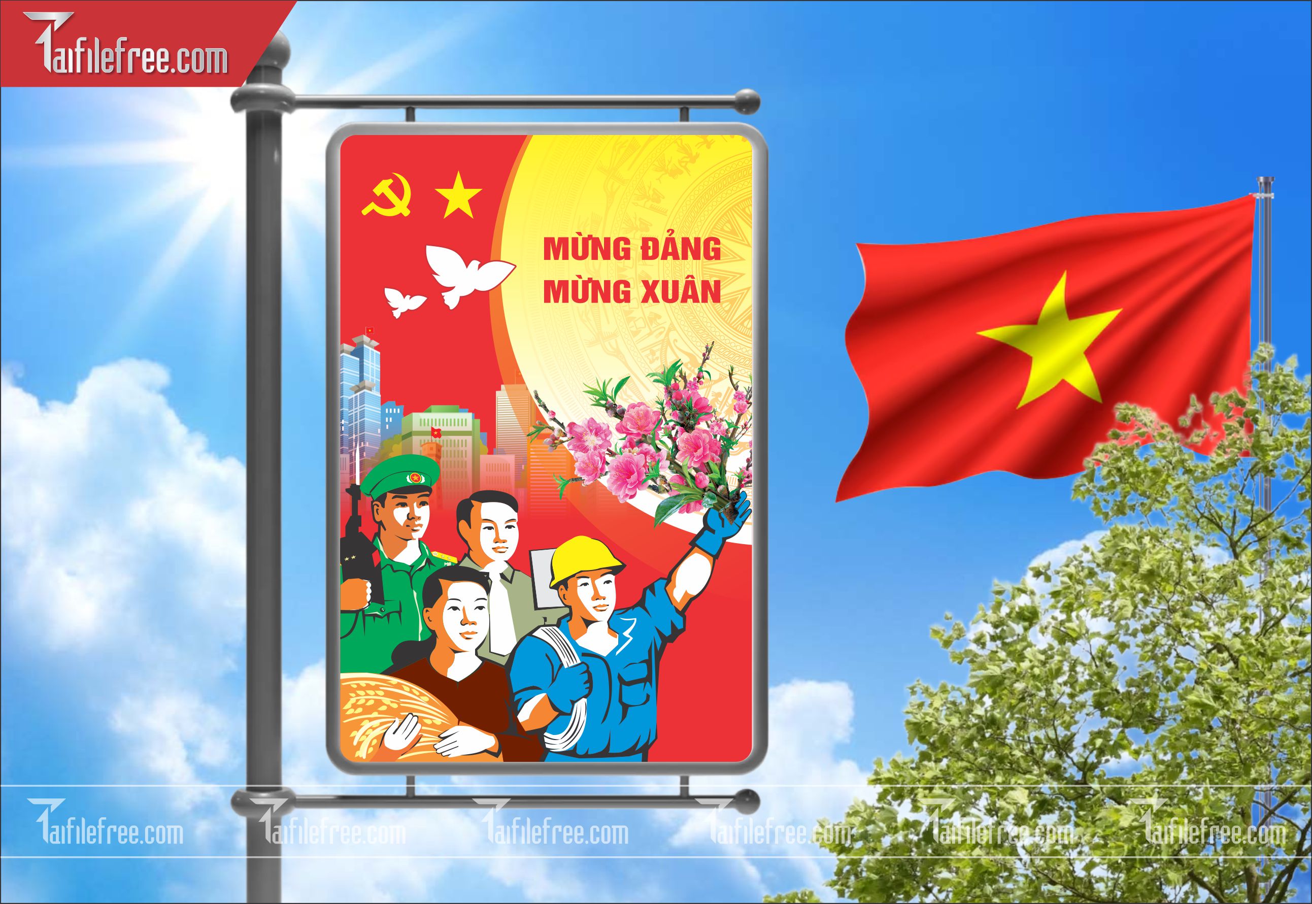 Mẫu Poster/Banner Mừng Đảng Mừng Xuân_TD140
