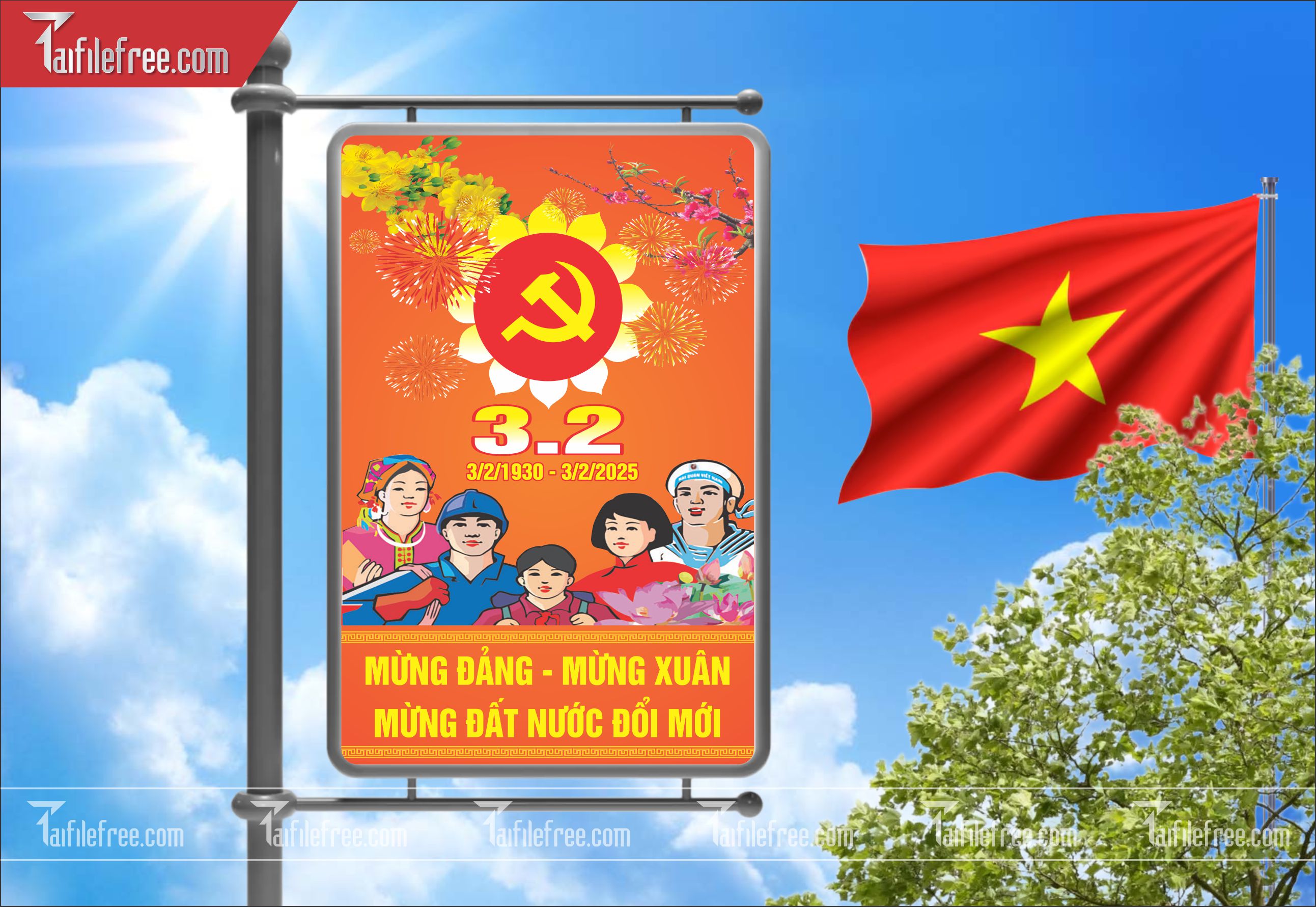 Mẫu Poster/Banner Chào Mừng Ngày Thành Lập Đảng_TD143