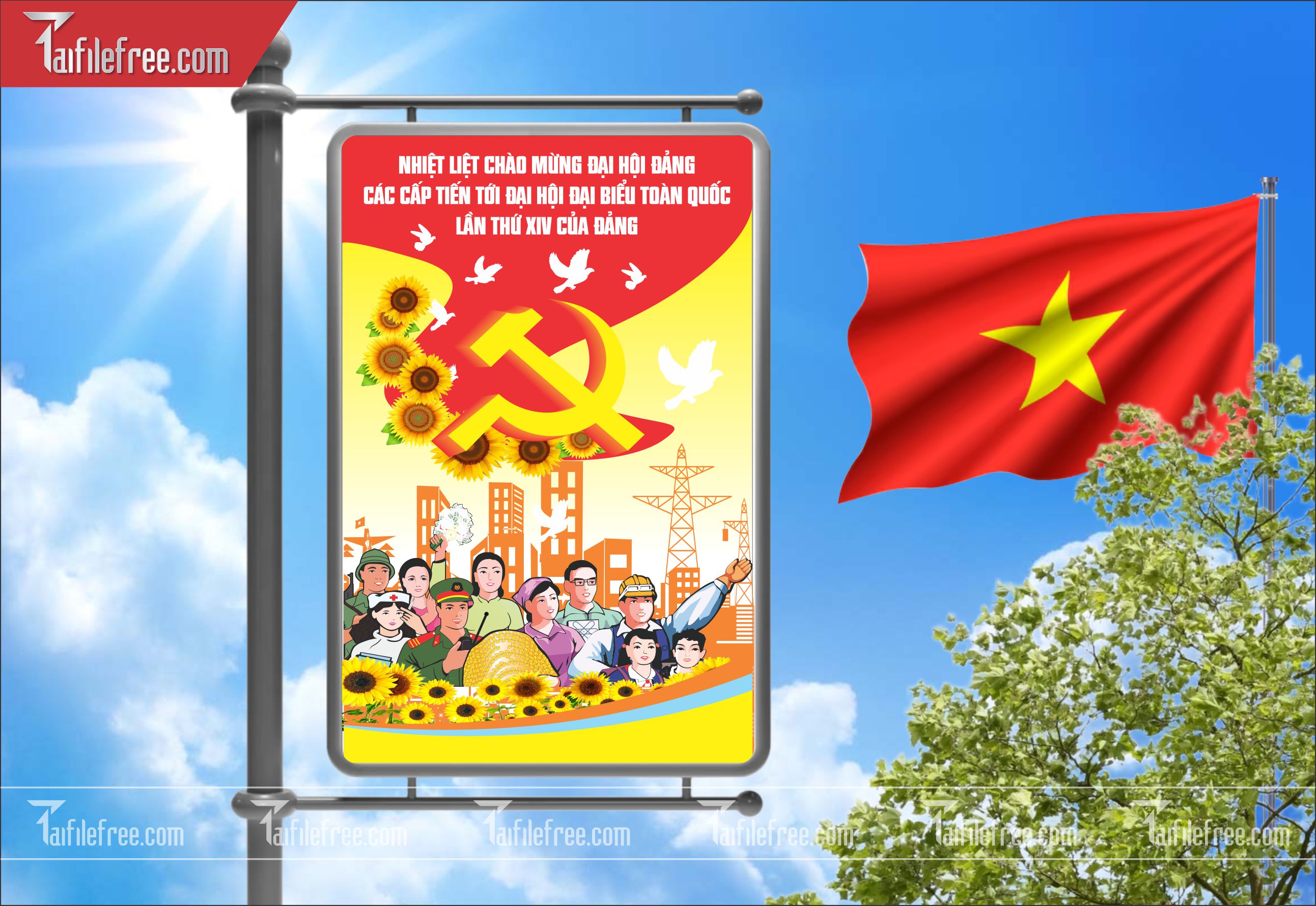 Mẫu Poster/Banner Đại Hội Đảng Bộ_TD145