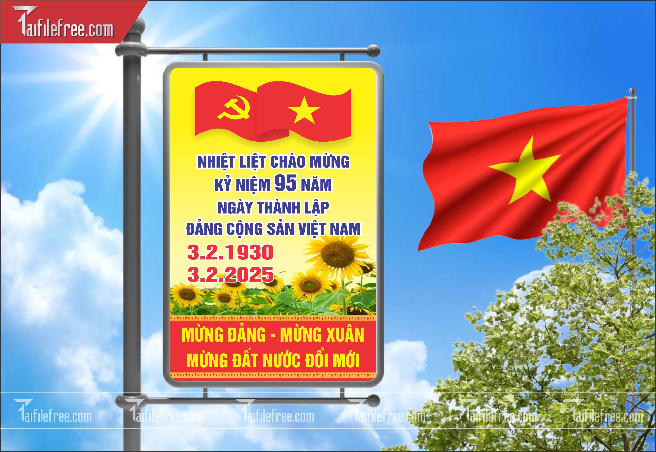Mẫu Poster/Banner Chào Mừng Ngày Thành Lập Đảng_TD150