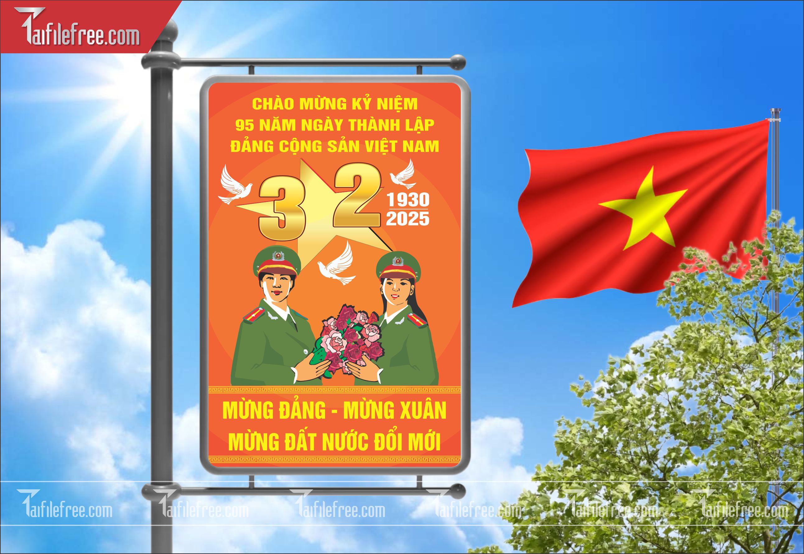Mẫu Poster/Banner Chào Mừng Ngày Thành Lập Đảng_TD151