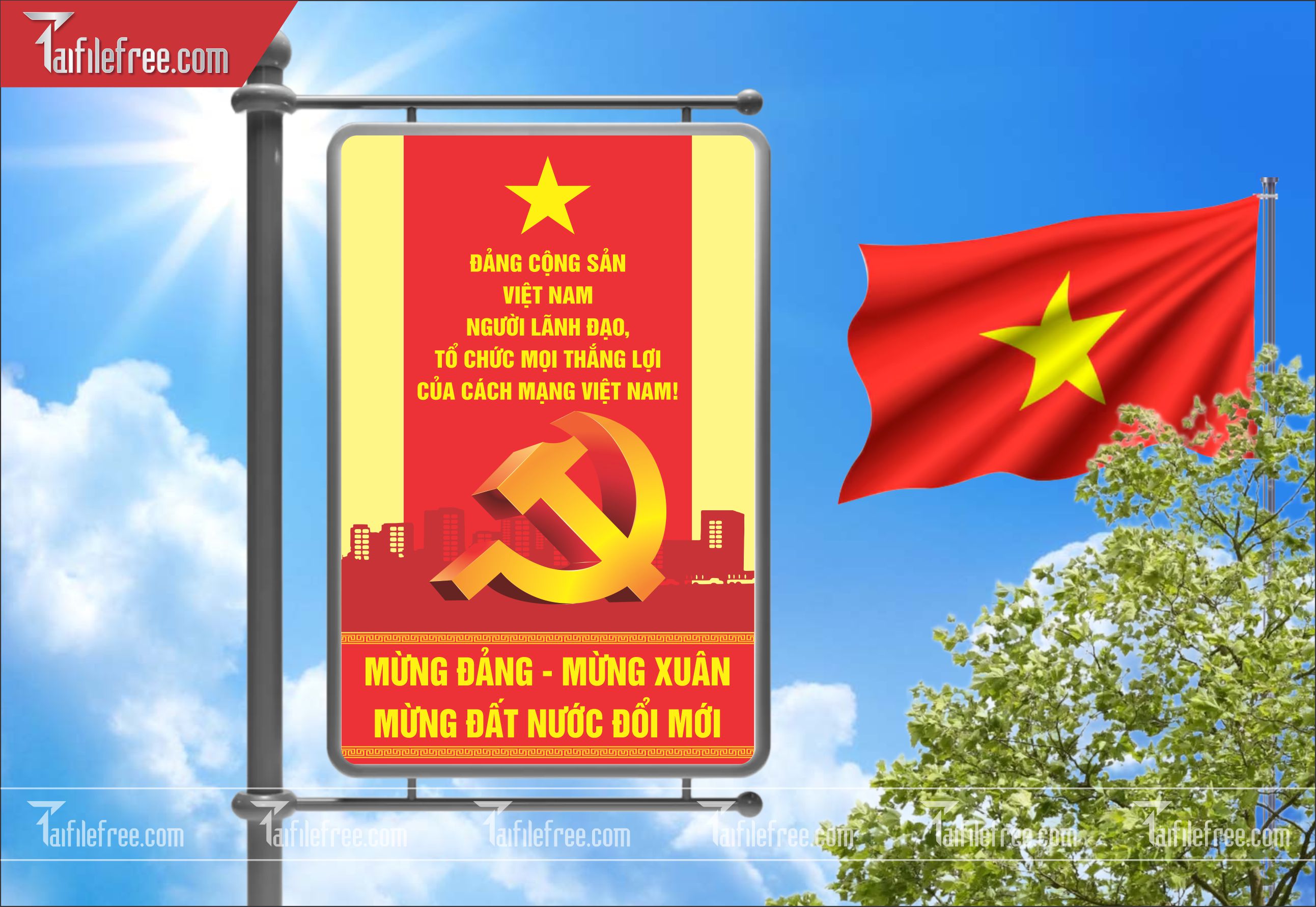 Mẫu Poster/Banner Mừng Đảng Mừng Xuân_TD152