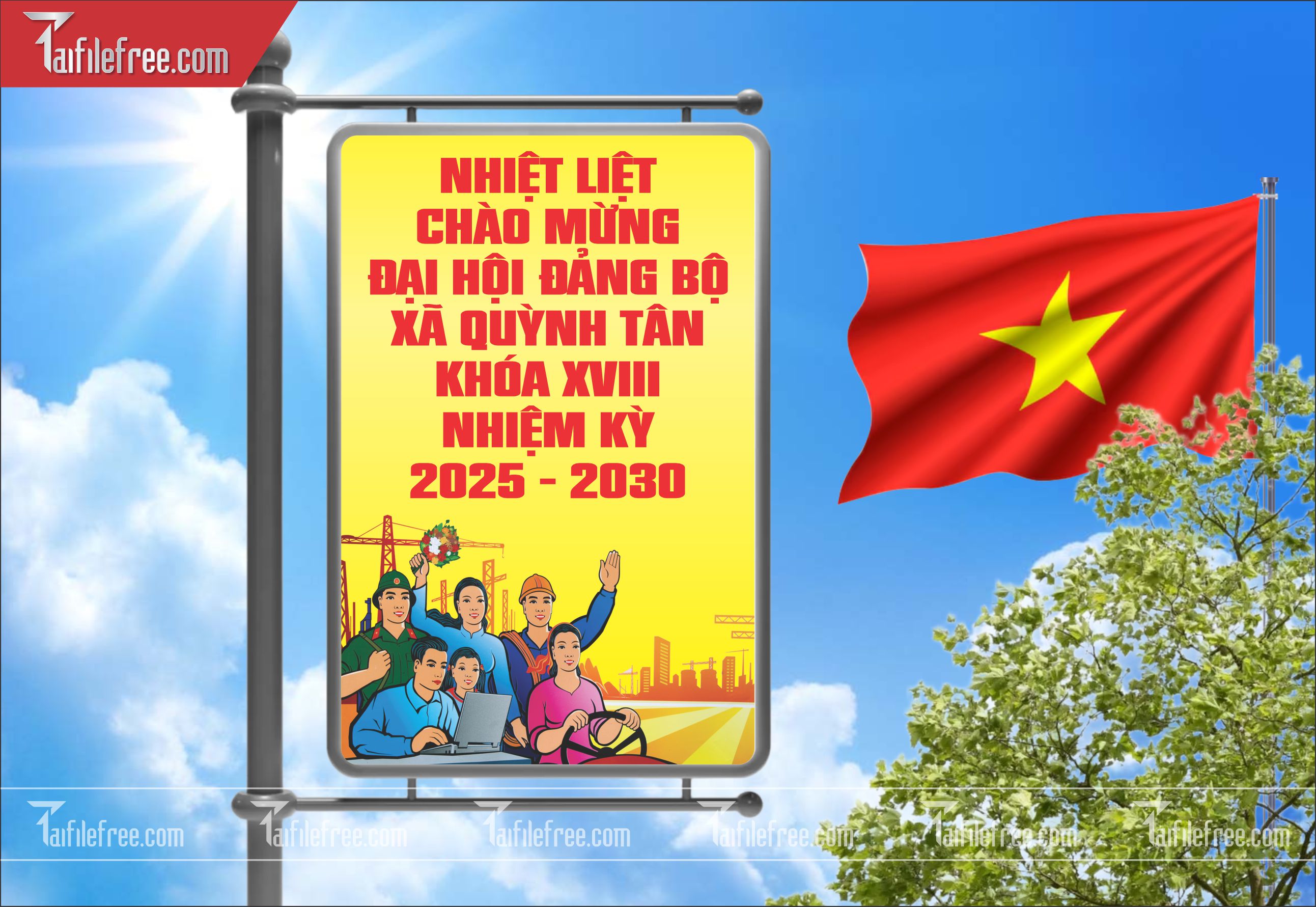 Mẫu Poster/Banner Chào Mừng Ngày Đại Hội Đảng Bộ_TD154