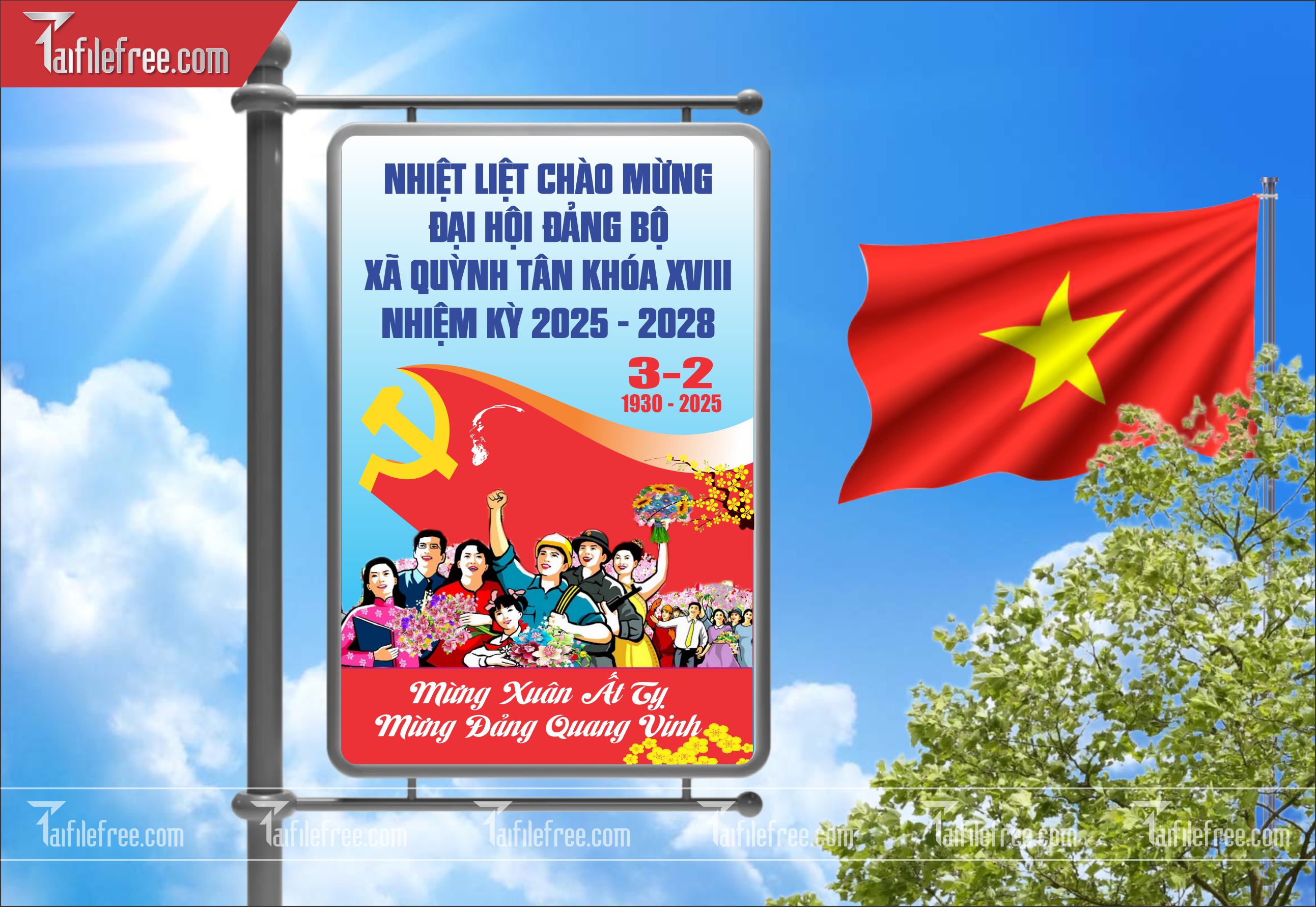 Mẫu Poster/Banner Chào Mừng Ngày Thành Lập Đảng_TD155