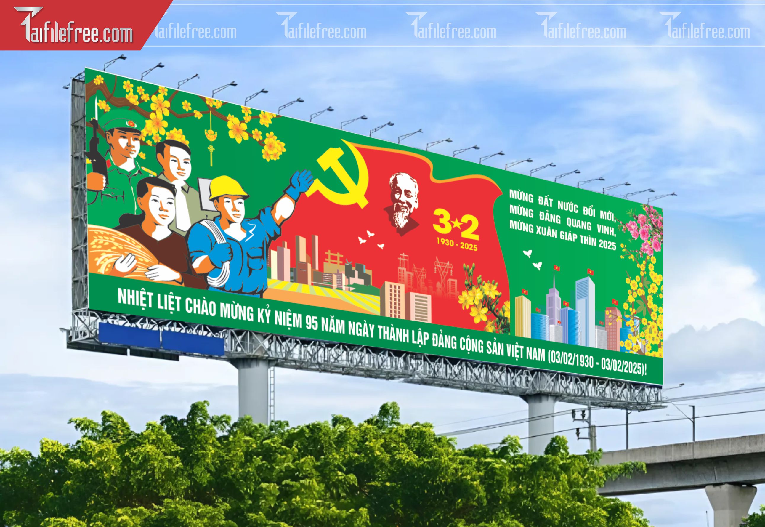 Mẫu Poster/Banner Chào Mừng Ngày Thành Lập Đảng_TD156