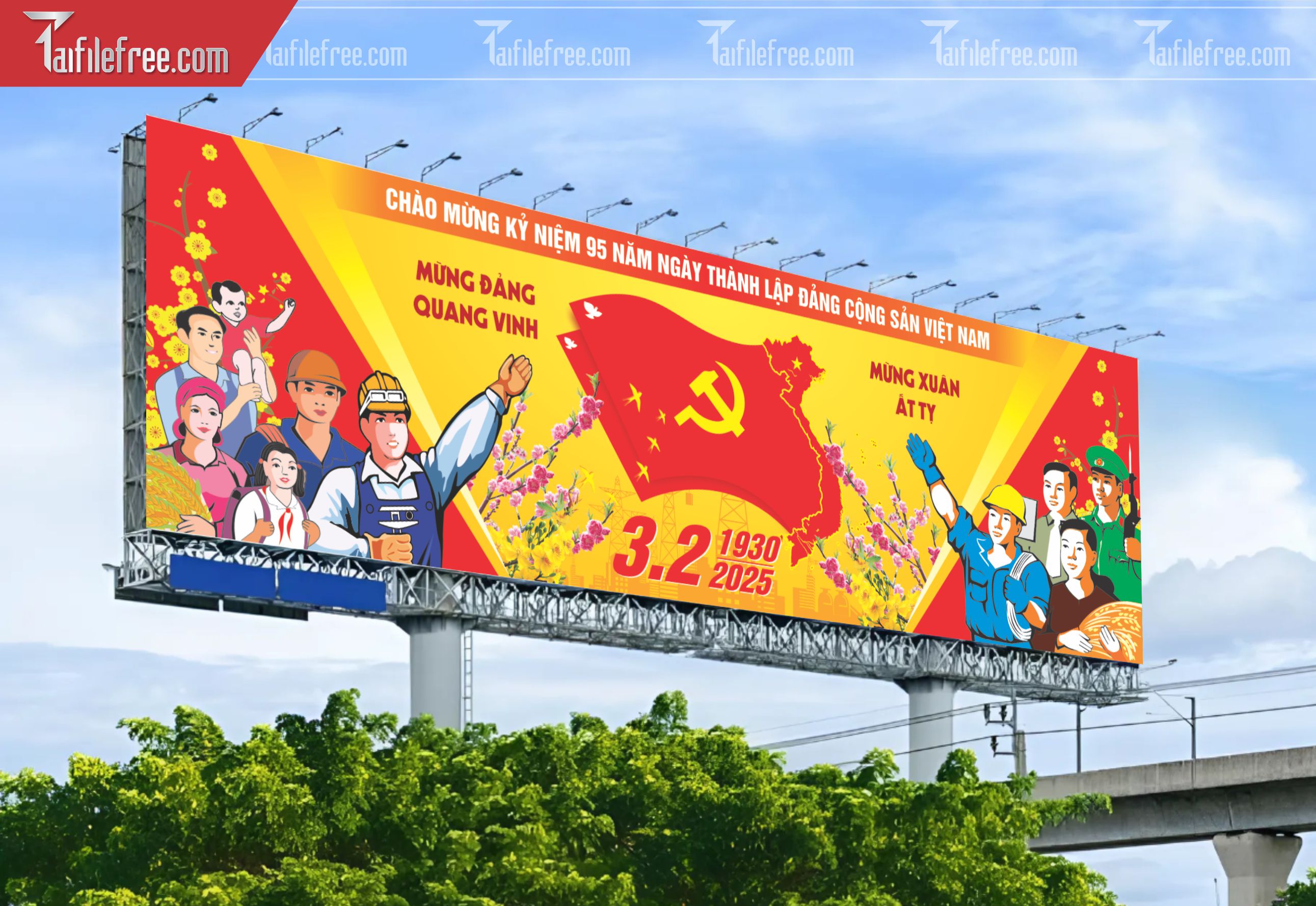 Mẫu Poster/Banner Chào Mừng Ngày Thành Lập Đảng_TD158