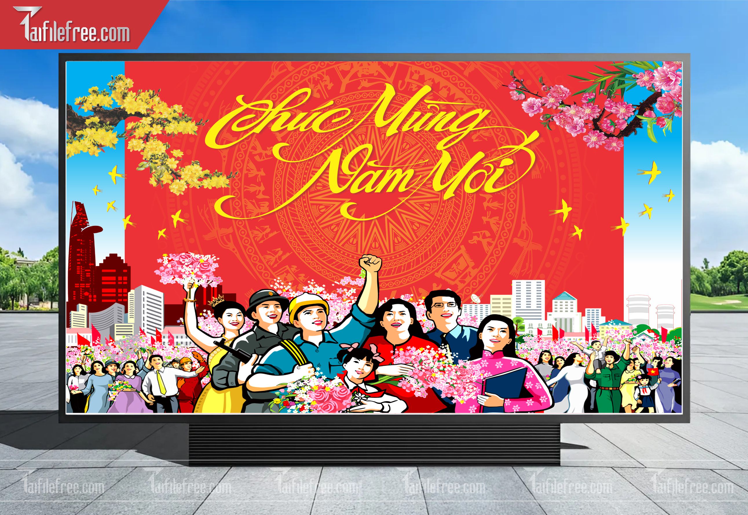 Mẫu Poster/Banner Mừng Đảng Mừng Xuân, Chúc Mừng Năm Mới_TD166