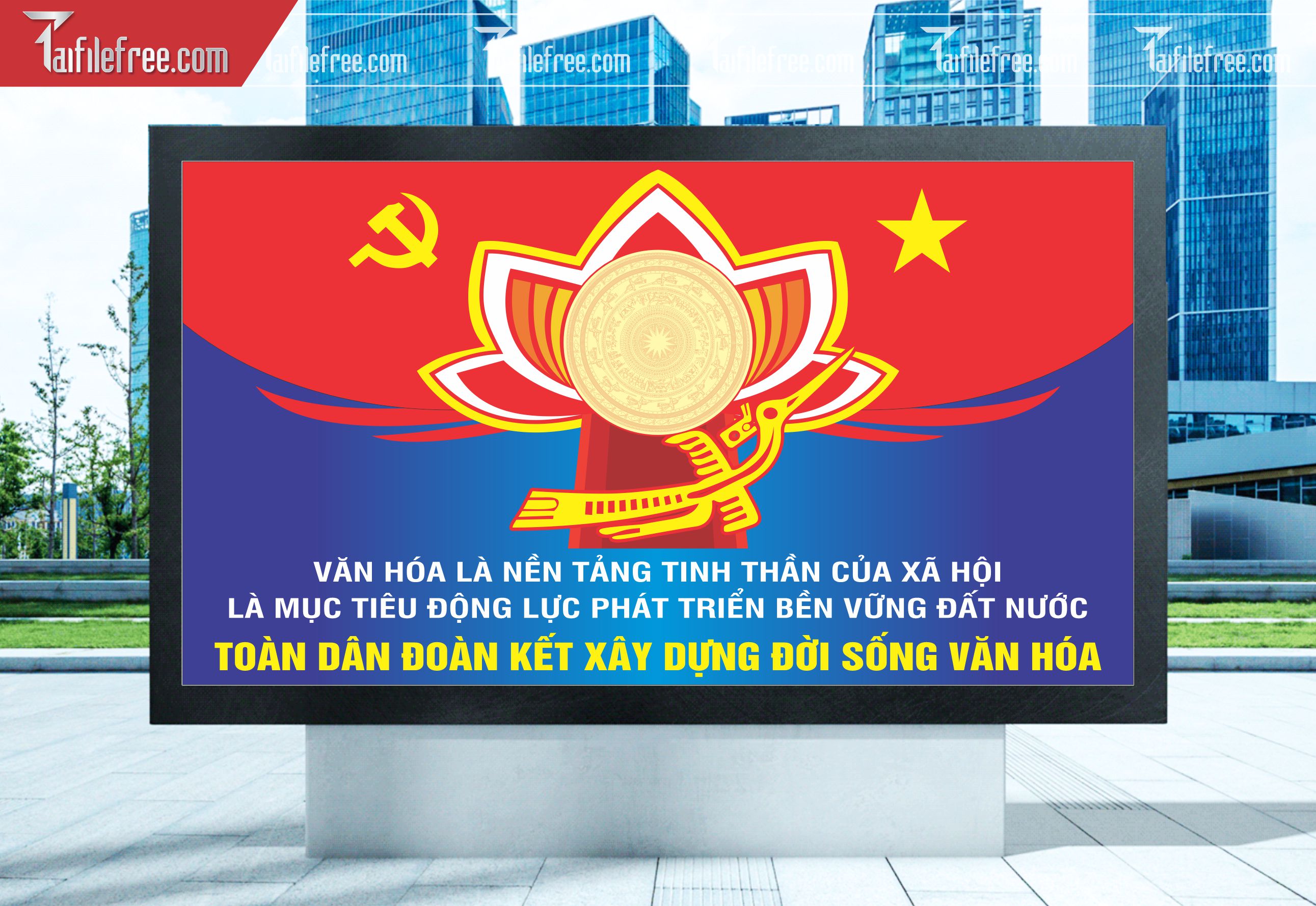 Mẫu Poster/Banner Toàn Dân Đoàn Kết Xây Dựng Đời Sống Văn Hóa_TD172