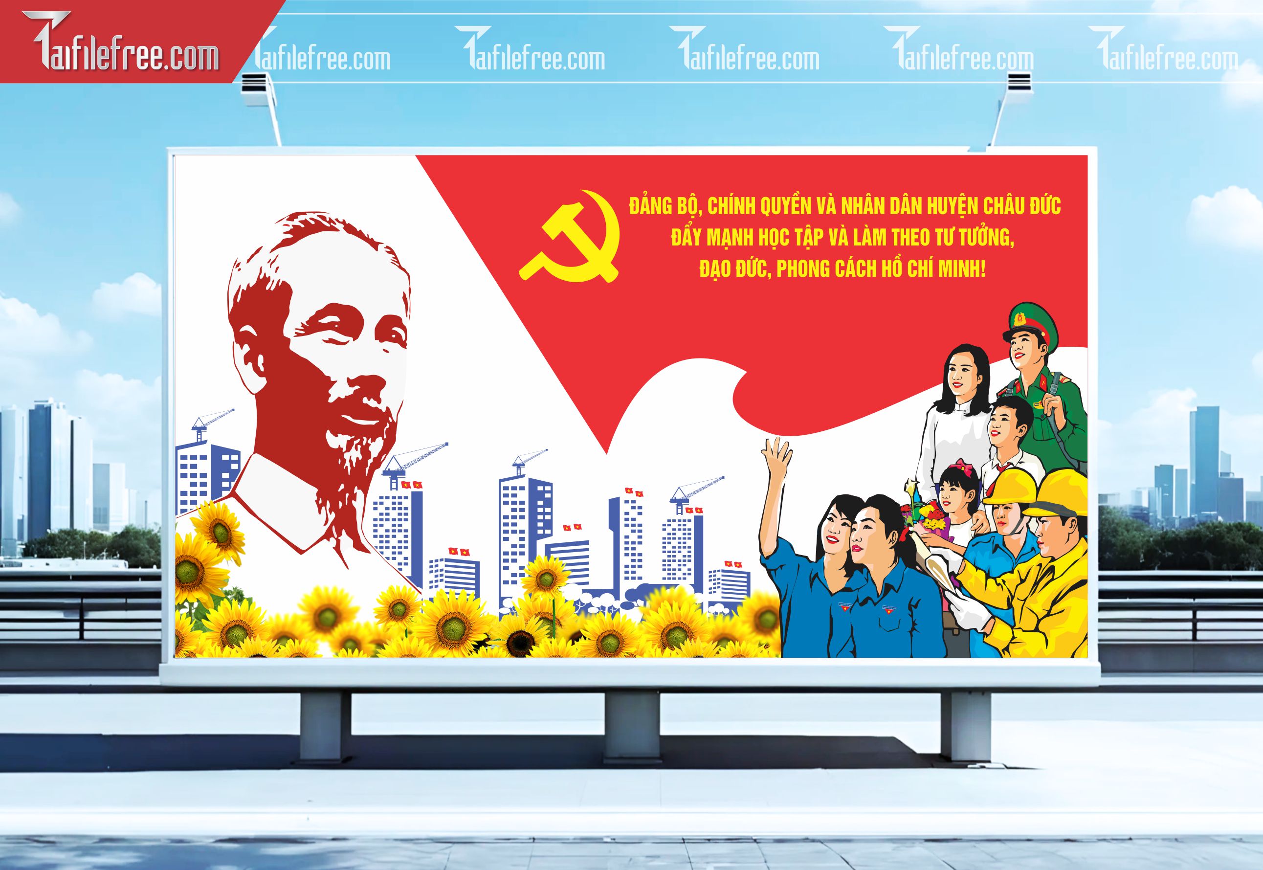 Mẫu Poster/Banner Học Tập Vàn Làm Theo Tư Tưởng, Đạo Đức Hồ Chí Minh_TD181