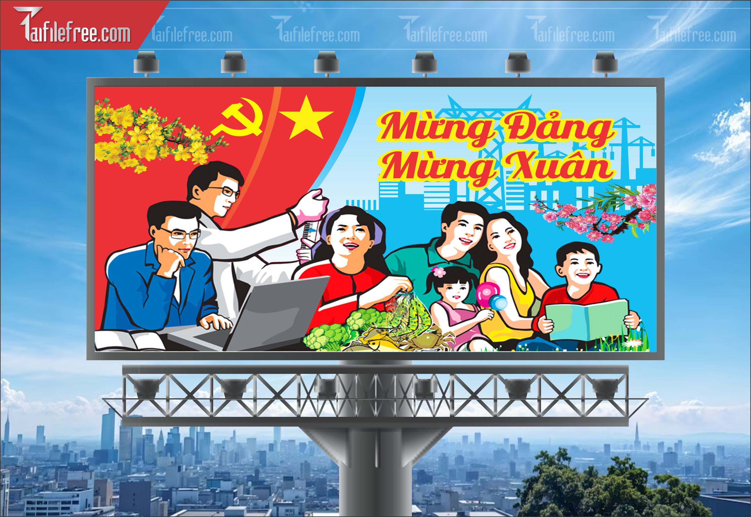 Mẫu Poster/Banner Mừng Đảng Mừng Xuân_TD195