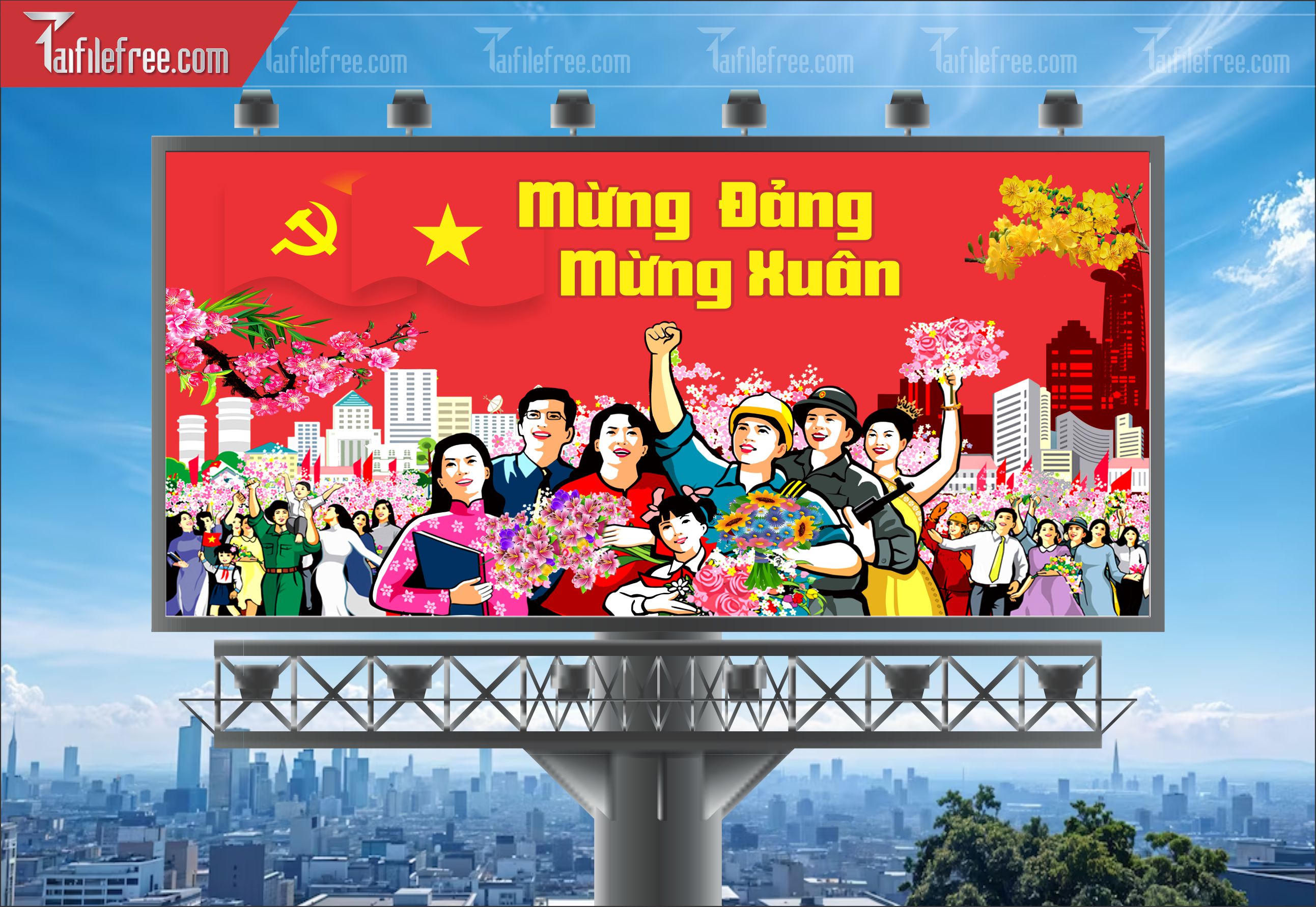 Mẫu Poster/Banner Mừng Đảng Mừng Xuân_TD196