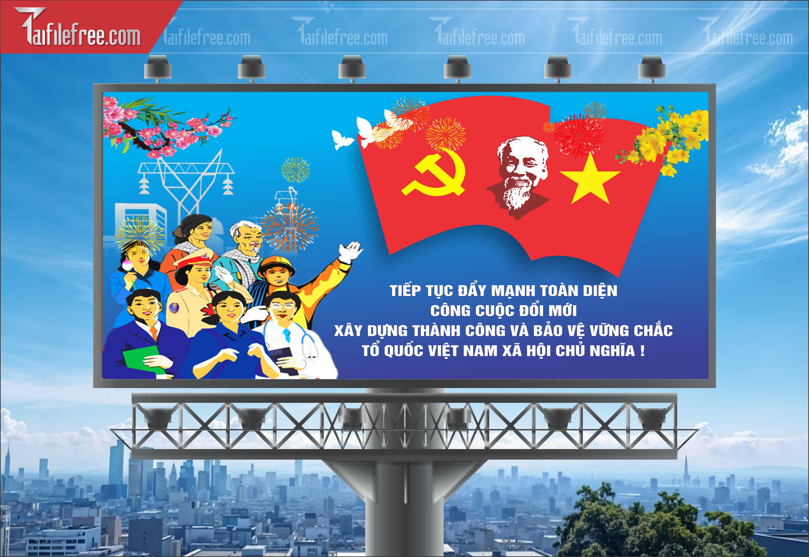 Mẫu Poster/Banner Xây Dựng Đổi Mới Đất Nước_TD197