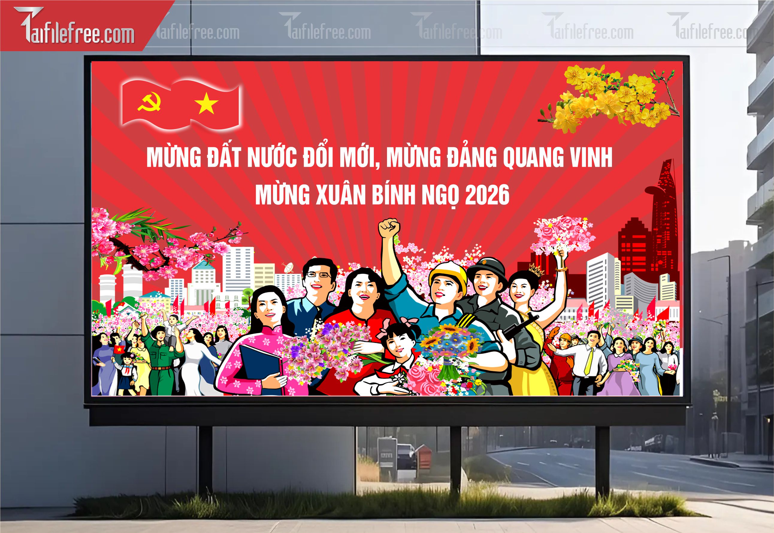 Mẫu Poster/Banner Mừng Đảng Mừng Xuân_TD206