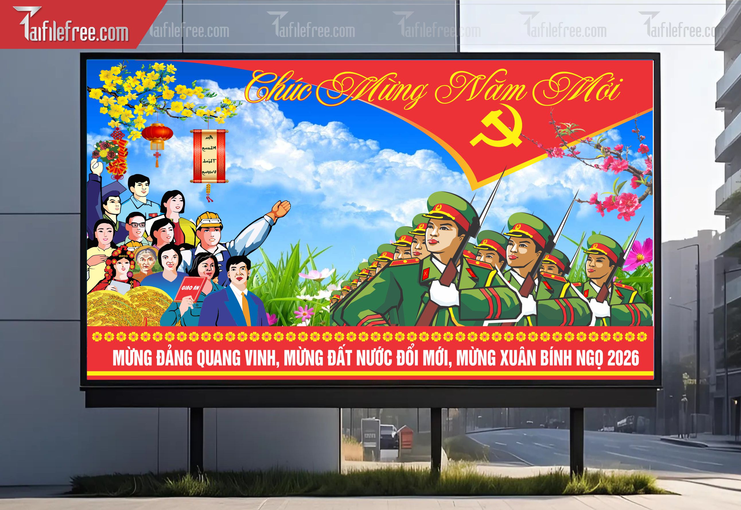 Mẫu Poster/Banner Mừng Đảng Mừng Xuân_TD207