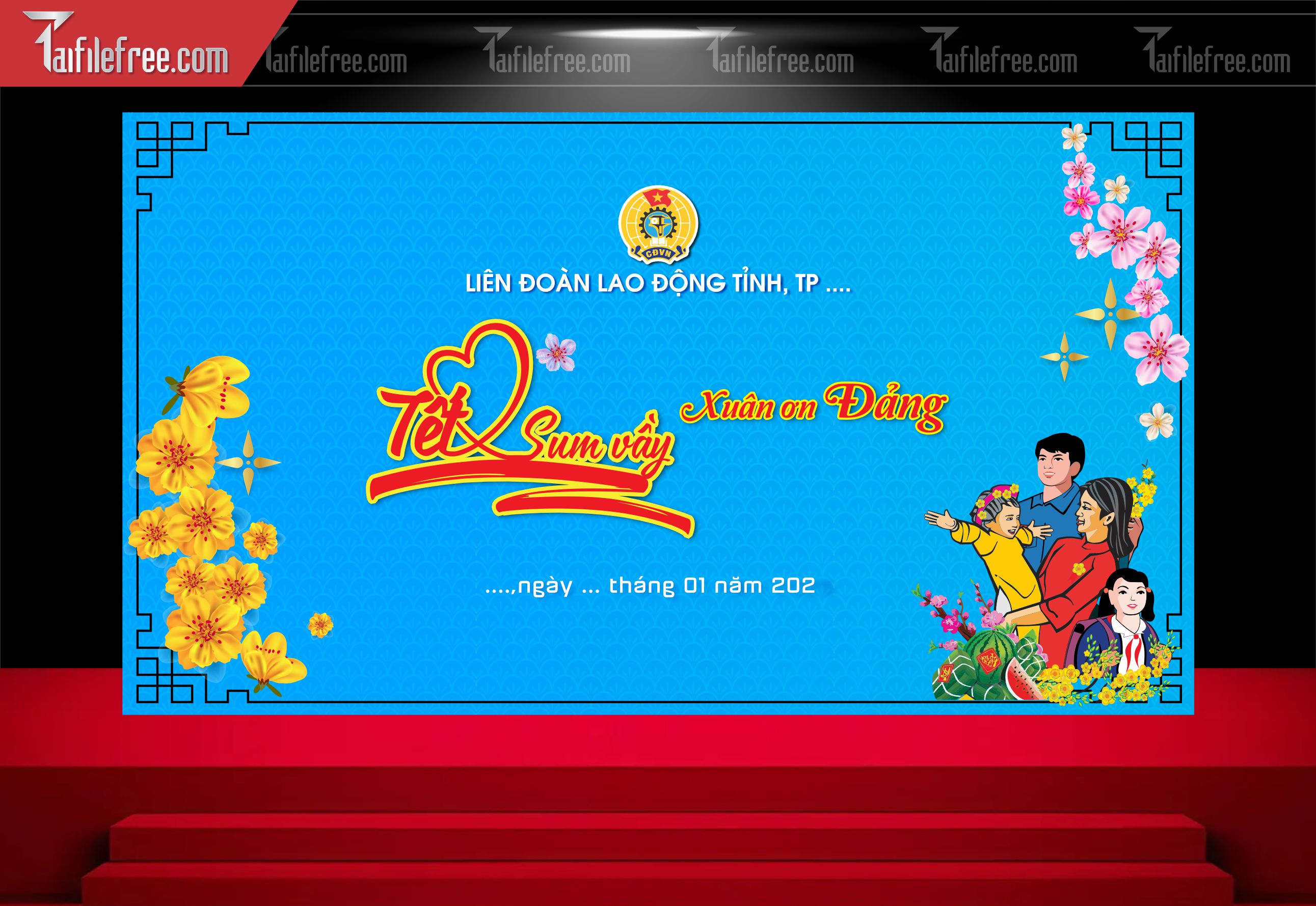 Mẫu Background Tết Sum Vầy Liên Đoàn Lao Động_TD214