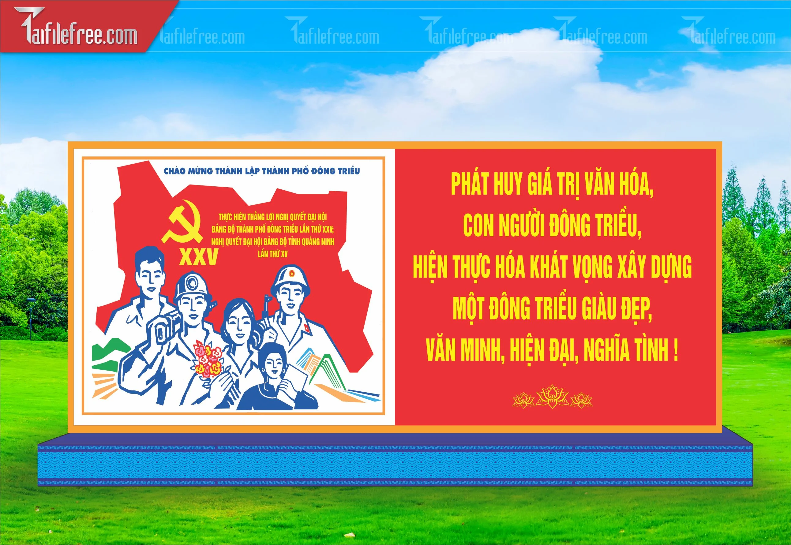 Bục Cổ Động Chào Mừng Thành Lập Thành Phố__TD222