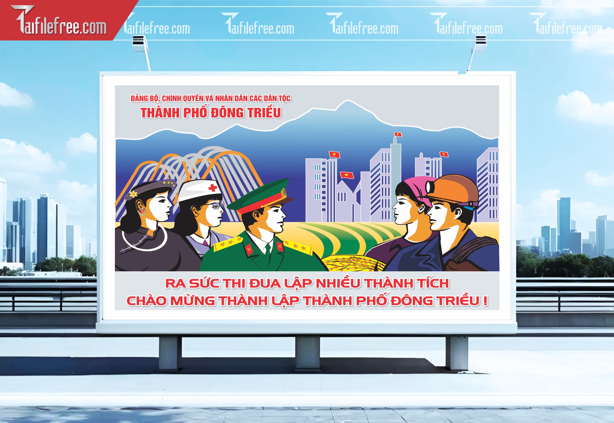 Poster Cổ Động Chào Mừng Thành Lập Thành Phố__TD225