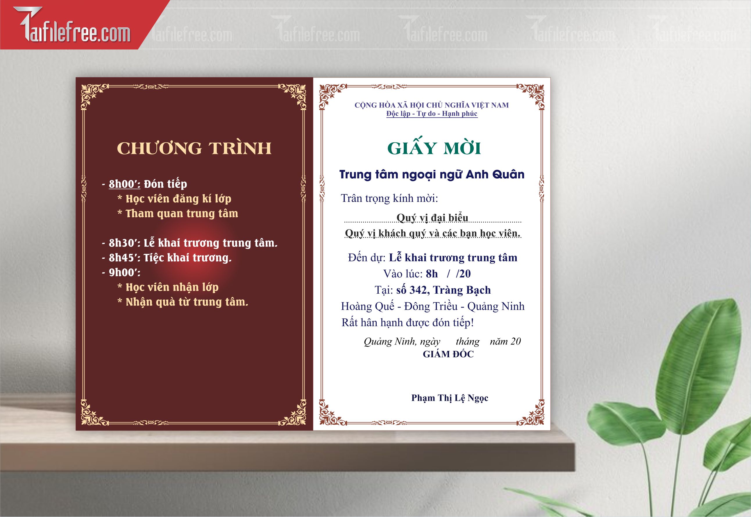 File Thiết Kế Giấy Mời Lễ Khai Trương Trung Tâm Ngoại Ngữ_TD41
