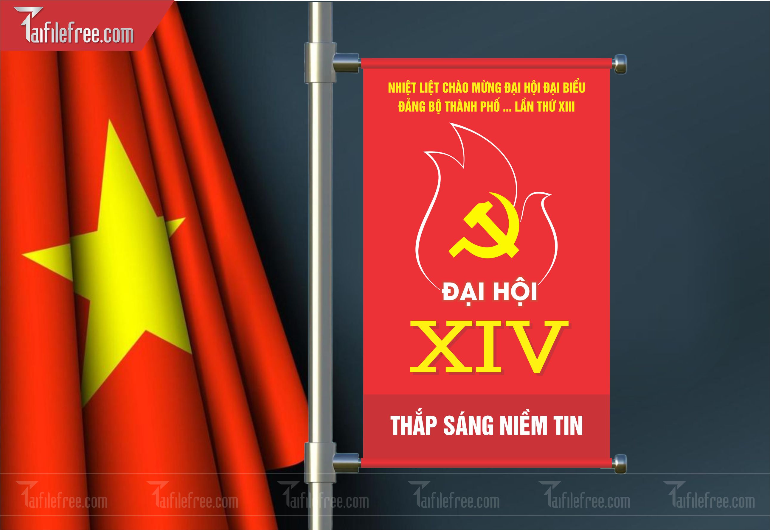 Mẫu Backdrop/Banner Đại Hội Đảng Bộ_TD48