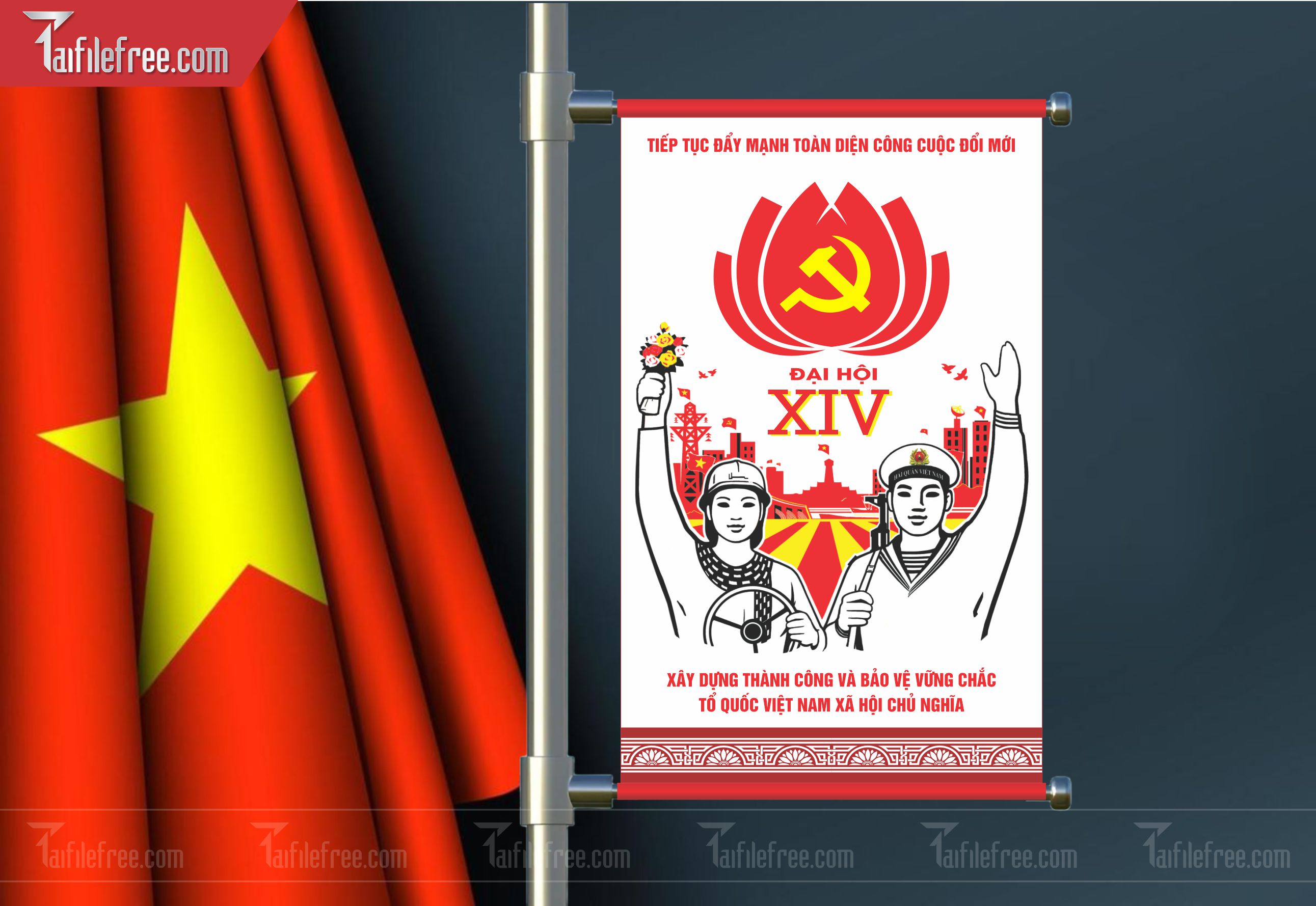 Mẫu Backdrop/Banner Đại Hội Đảng Bộ_TD54