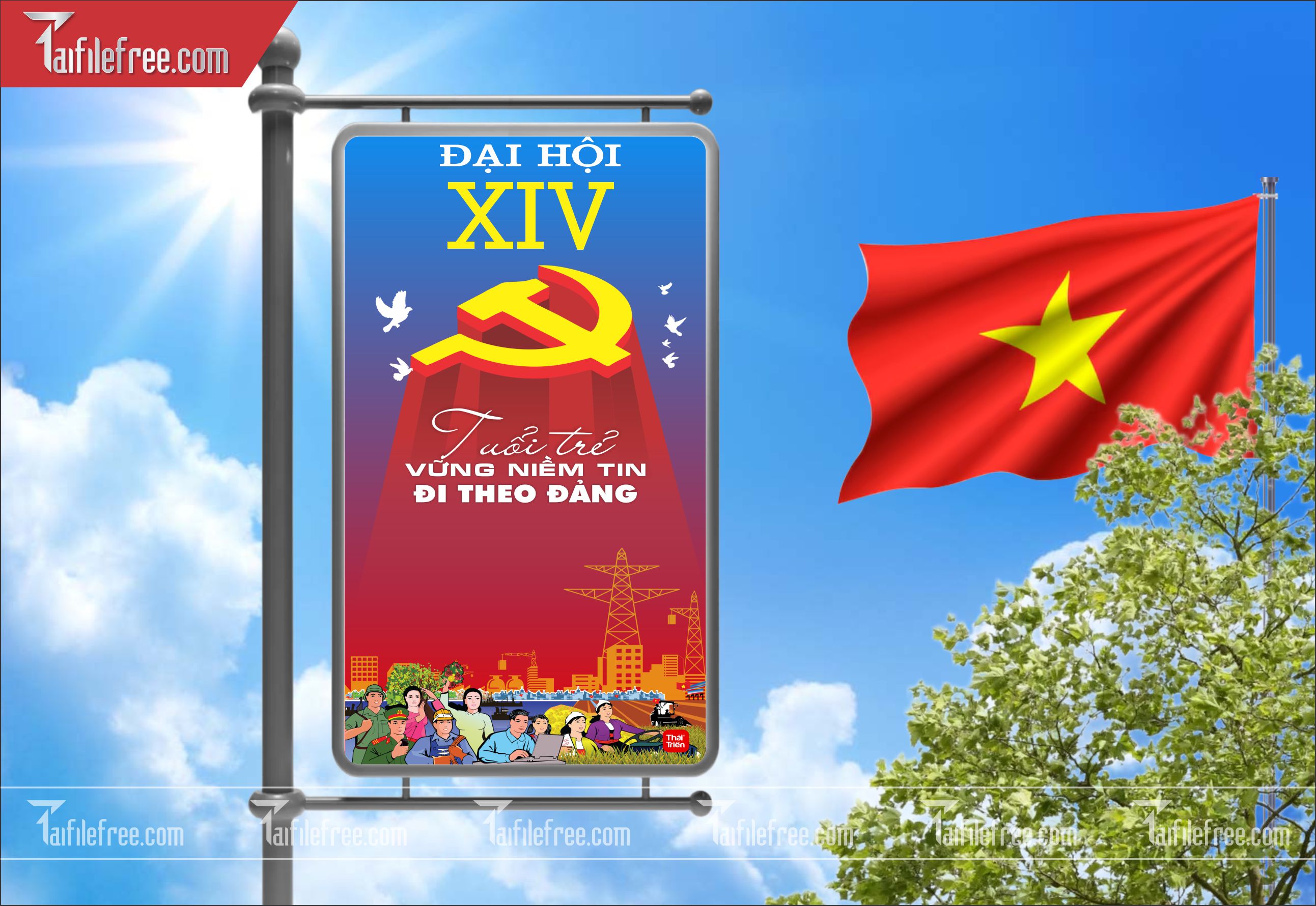 Mẫu Backdrop/Banner Đại Hội Đảng Bộ_TD73