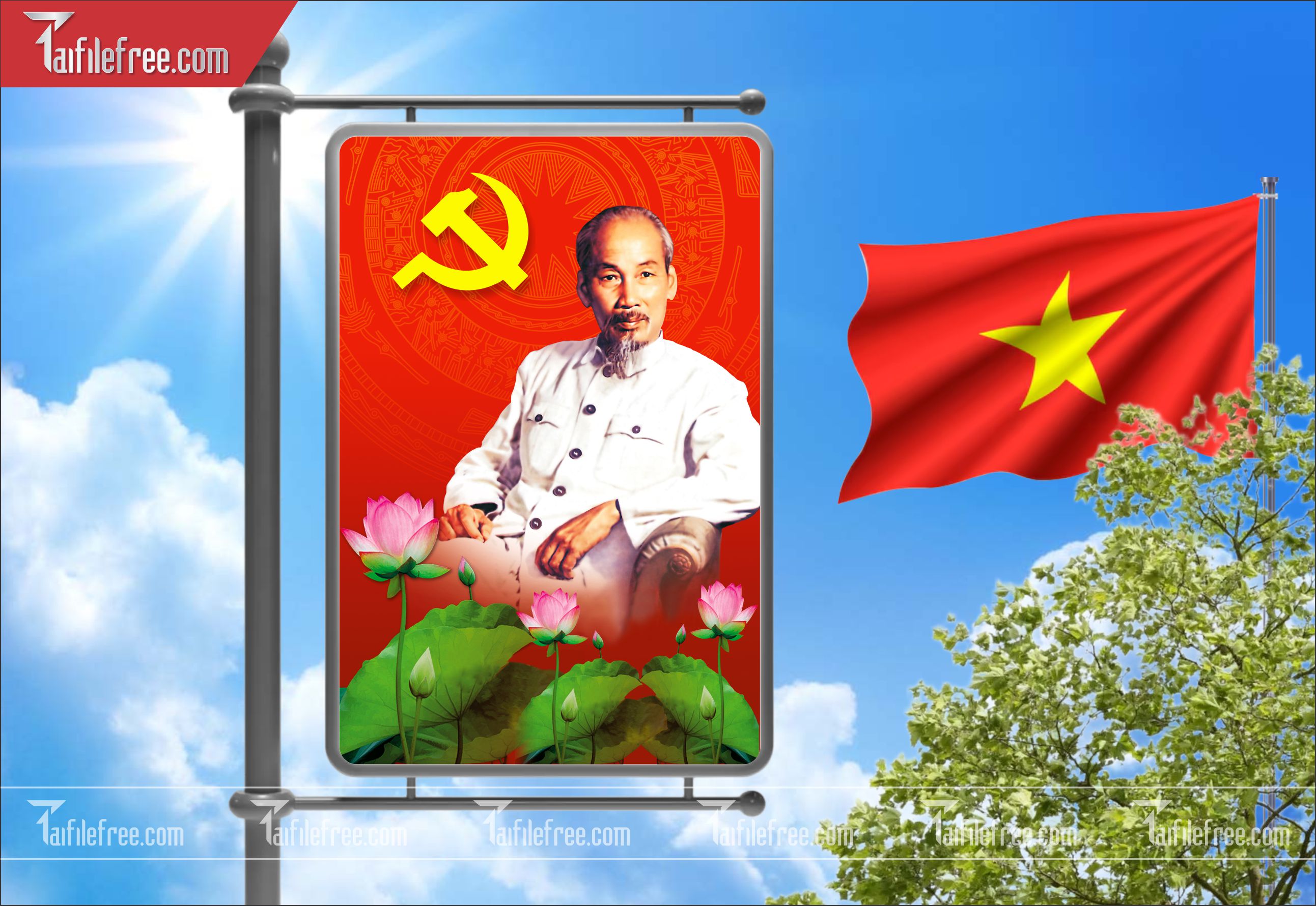 Mẫu Backdrop/Banner Đại Hội Đảng Bộ_TD75