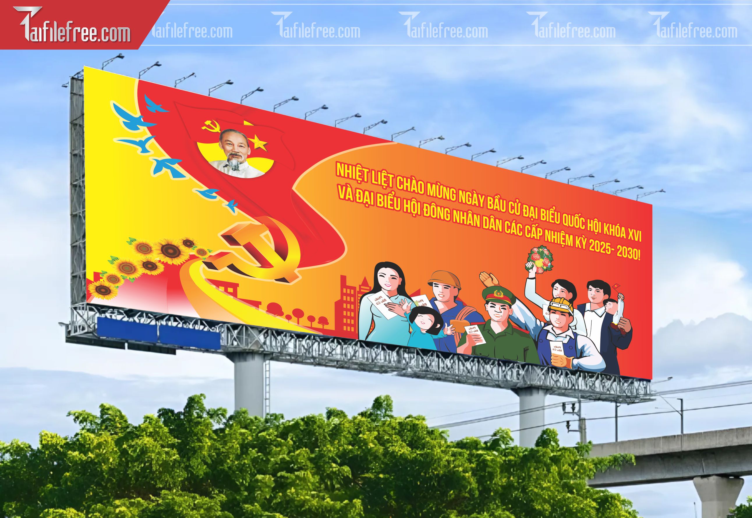 Mẫu Poster/Banner Đại Hội Đảng Bộ_TD96
