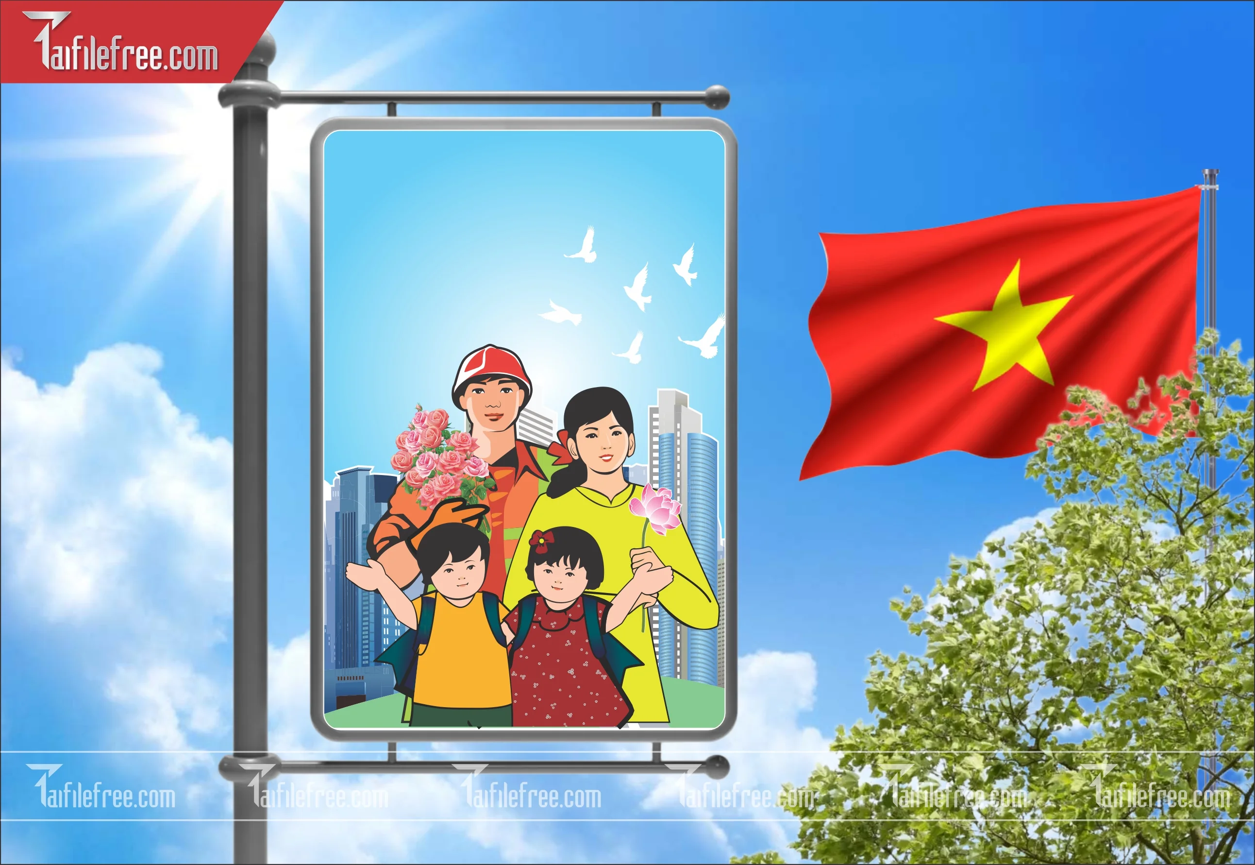 Baner Tuyên Truyền Ngày Gia Đình Việt Nam, Dân Số Kế Hoạch Hóa Gia Đình_TGD18