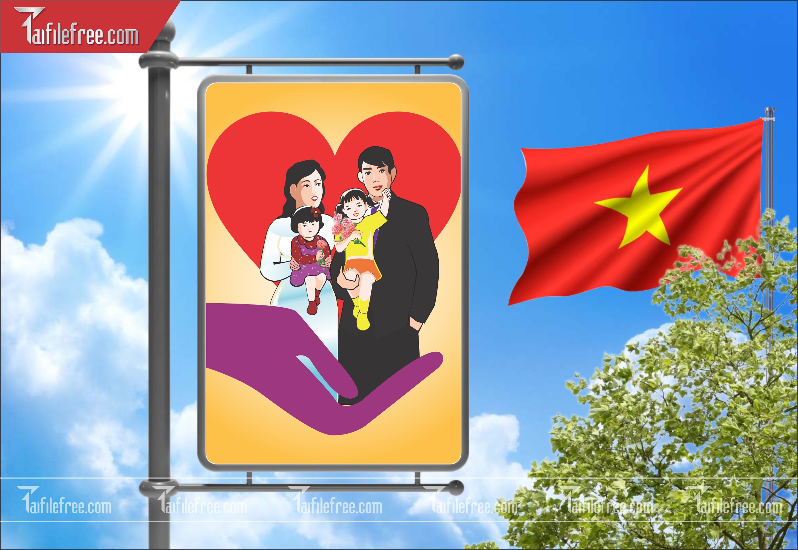 Baner Tuyên Truyền Ngày Gia Đình Việt Nam, Dân Số Kế Hoạch Hóa Gia Đình_TGD19