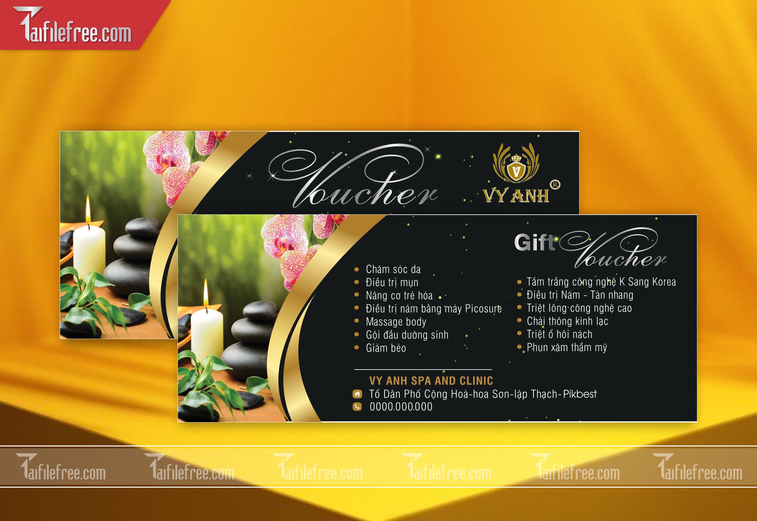 Mẫu Gift Voucher - Quà tặng, Thẻ Giảm Giá, Voucher Spa TGG17